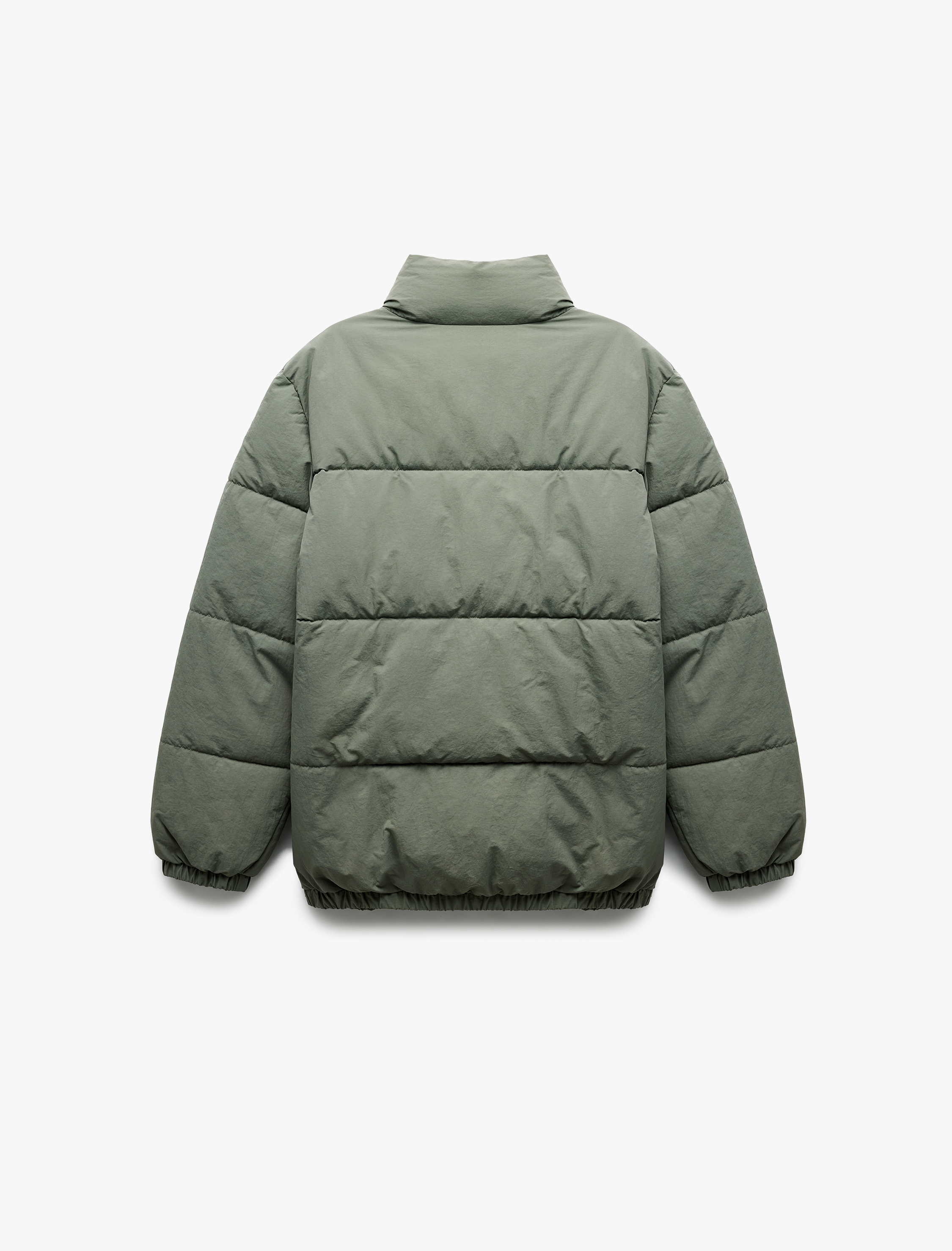 Dik Yaka Cep Detaylı Fermuarlı Kışlık Şişme Mont