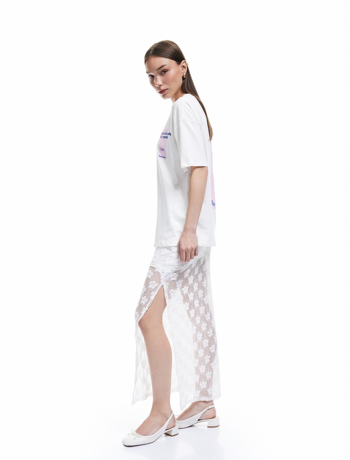  Yüksek Bel Jakarlı Midi Kalem Etek