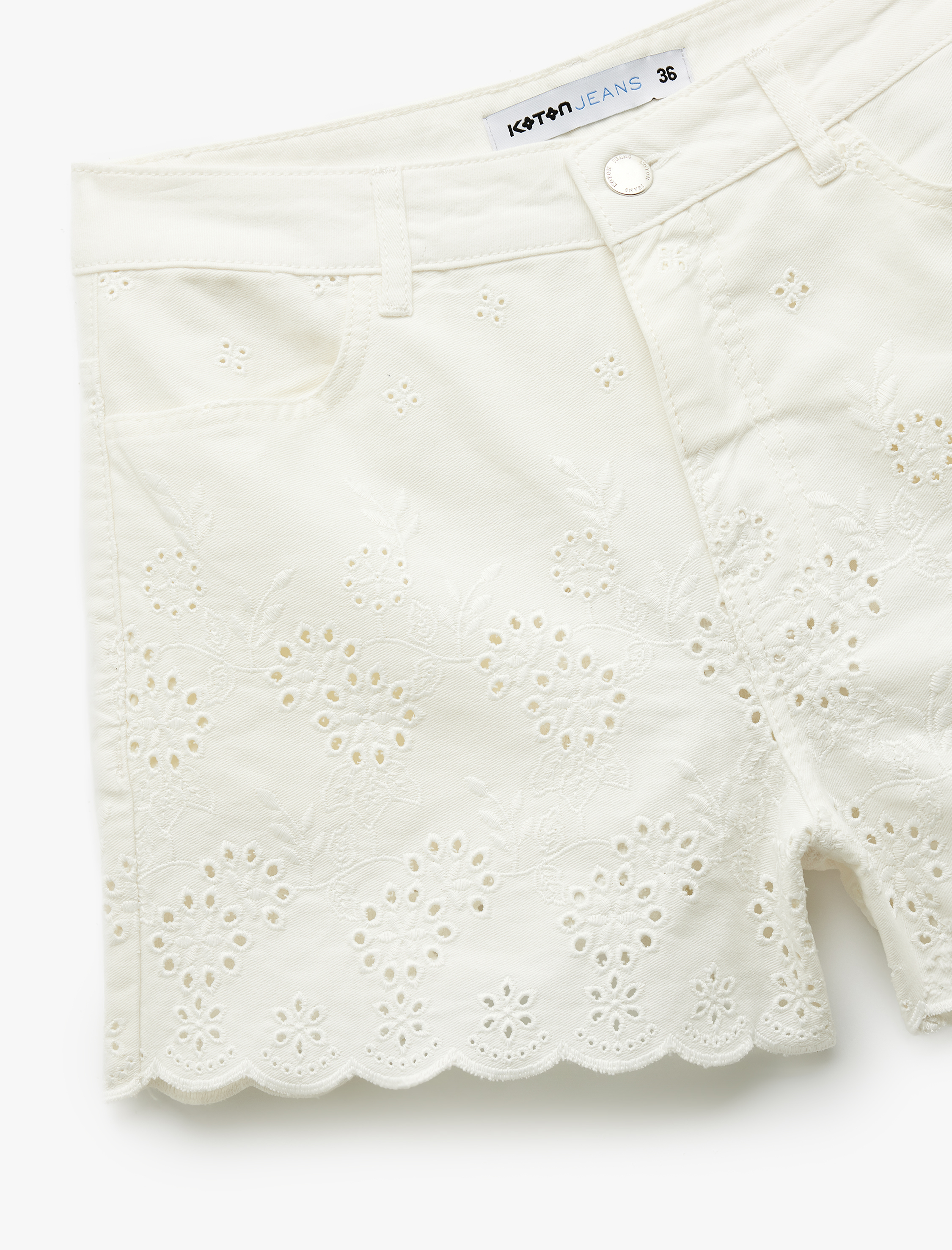   Pamuklu Brodeli Düşük Bel Şort