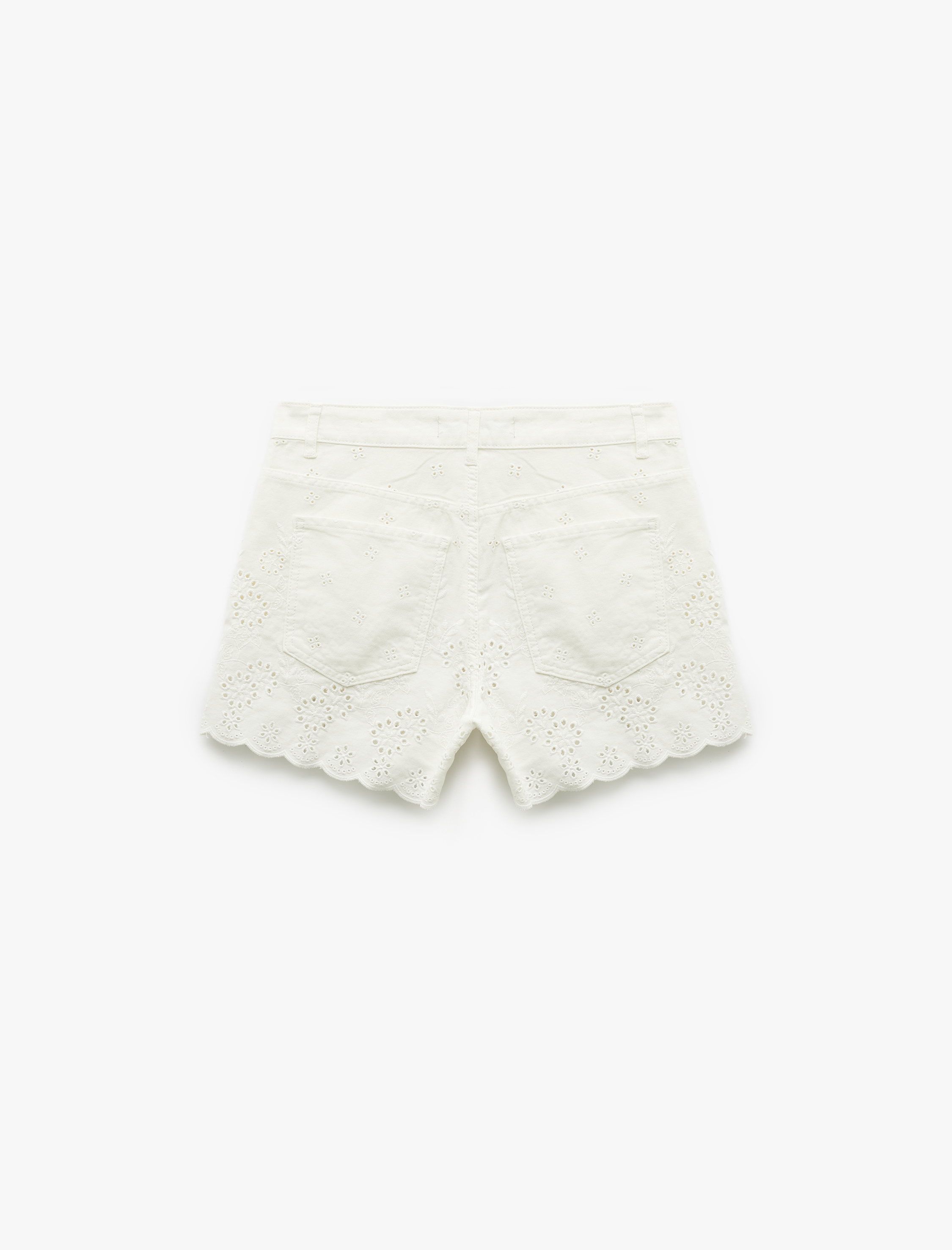   Pamuklu Brodeli Düşük Bel Şort