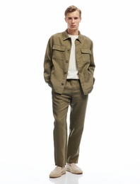 Beli Bağcıklı Cep Detaylı Keten Chino Pantolon
