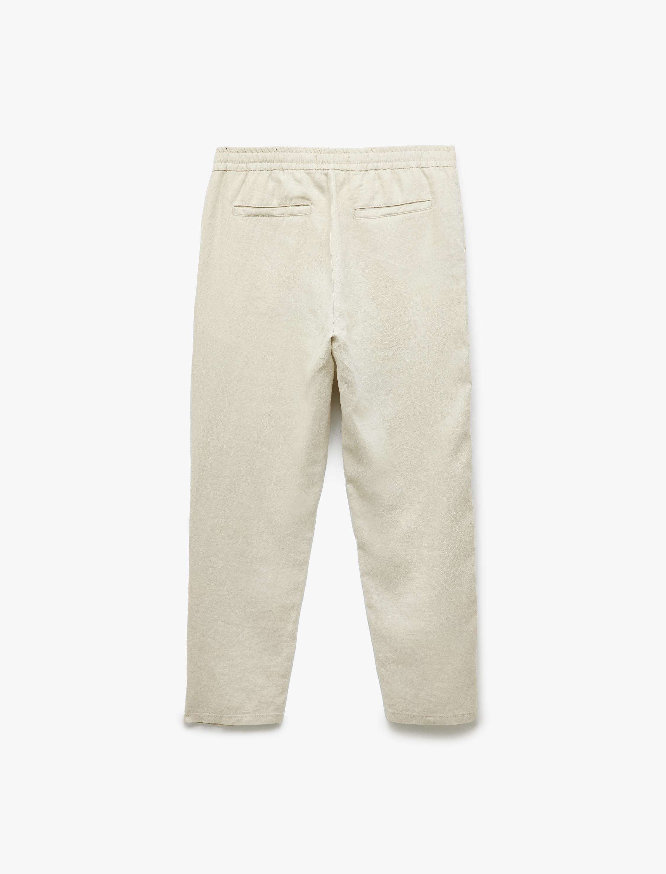   Beli Bağcıklı Cep Detaylı Keten Chino Pantolon