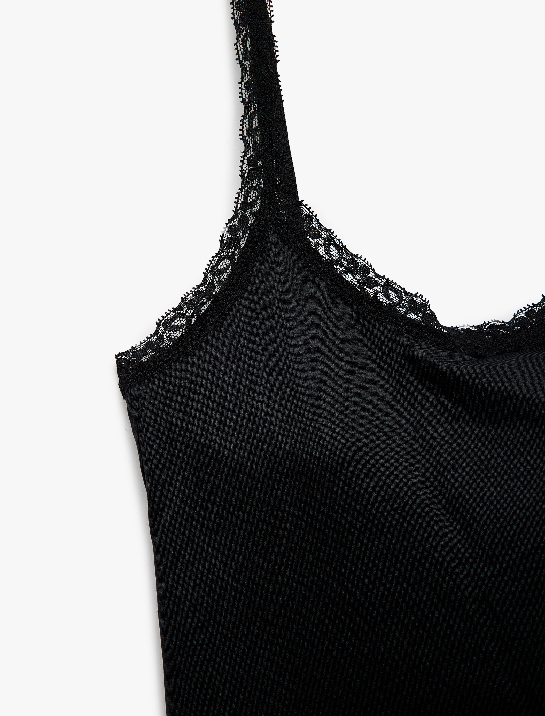   Dantel Detaylı İnce Askılı Crop Atlet