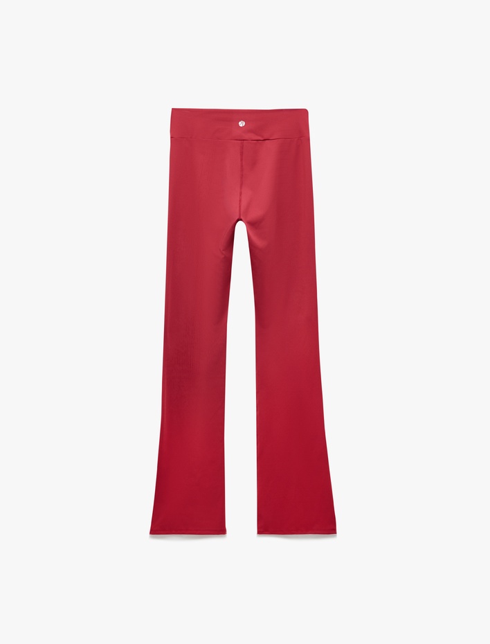  Yüksek Bel Dikiş Detaylı Dar Kesim İspanyol Paça Spor Tayt