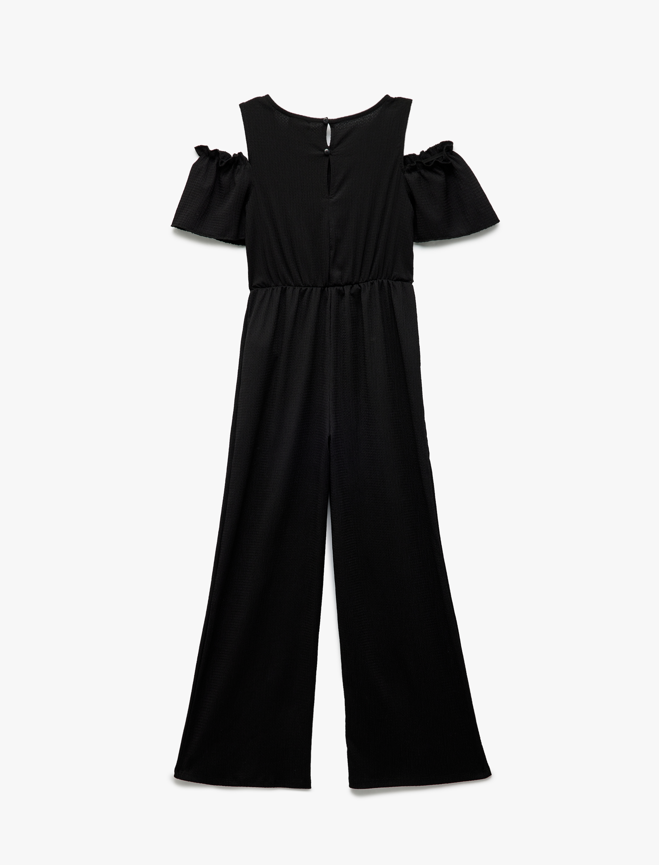  Kız Çocuk Kısa Kollu Bisiklet Yaka Düşük Omuz Uzun Tulum