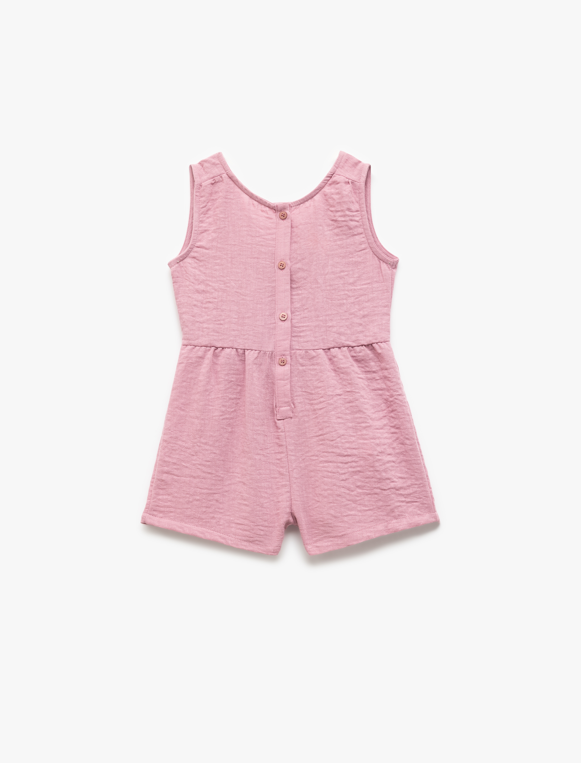  Kız Bebek Bisiklet Yaka Kolsuz Kruvaze Yaka Kısa Tulum