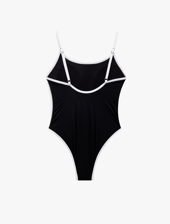  Renk Kontrastlı İnce Askılı Mayo