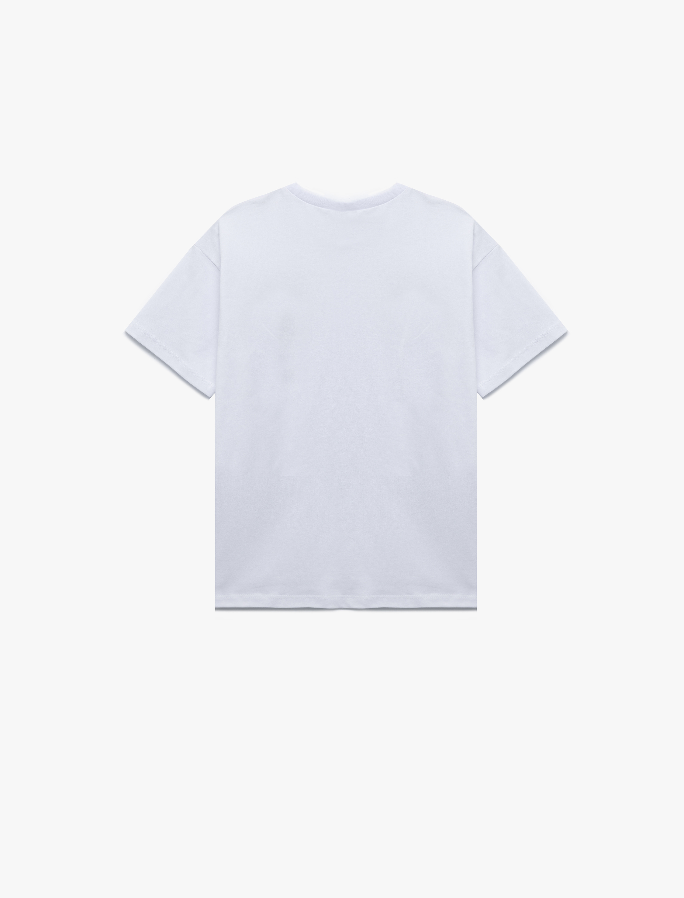  Erkek Çocuk Pamuklu Baskılı Kısa Kollu Bisiklet Yaka Oversize Tişört