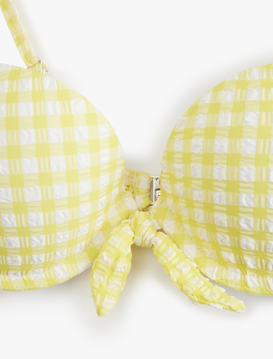   Koton X Sibil Çetinkaya - Fiyonklu Pötikare Desenli Push Up Bikini Üstü