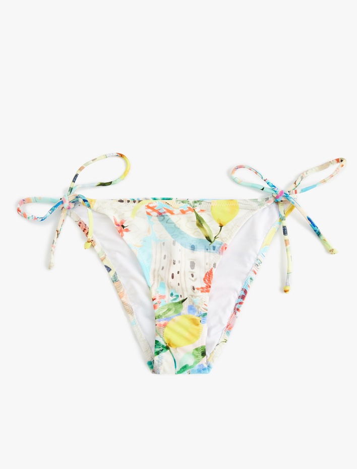  Koton X Sibil Çetinkaya - Bağcıklı Limon Baskılı Desenli İpli Bikini Altı