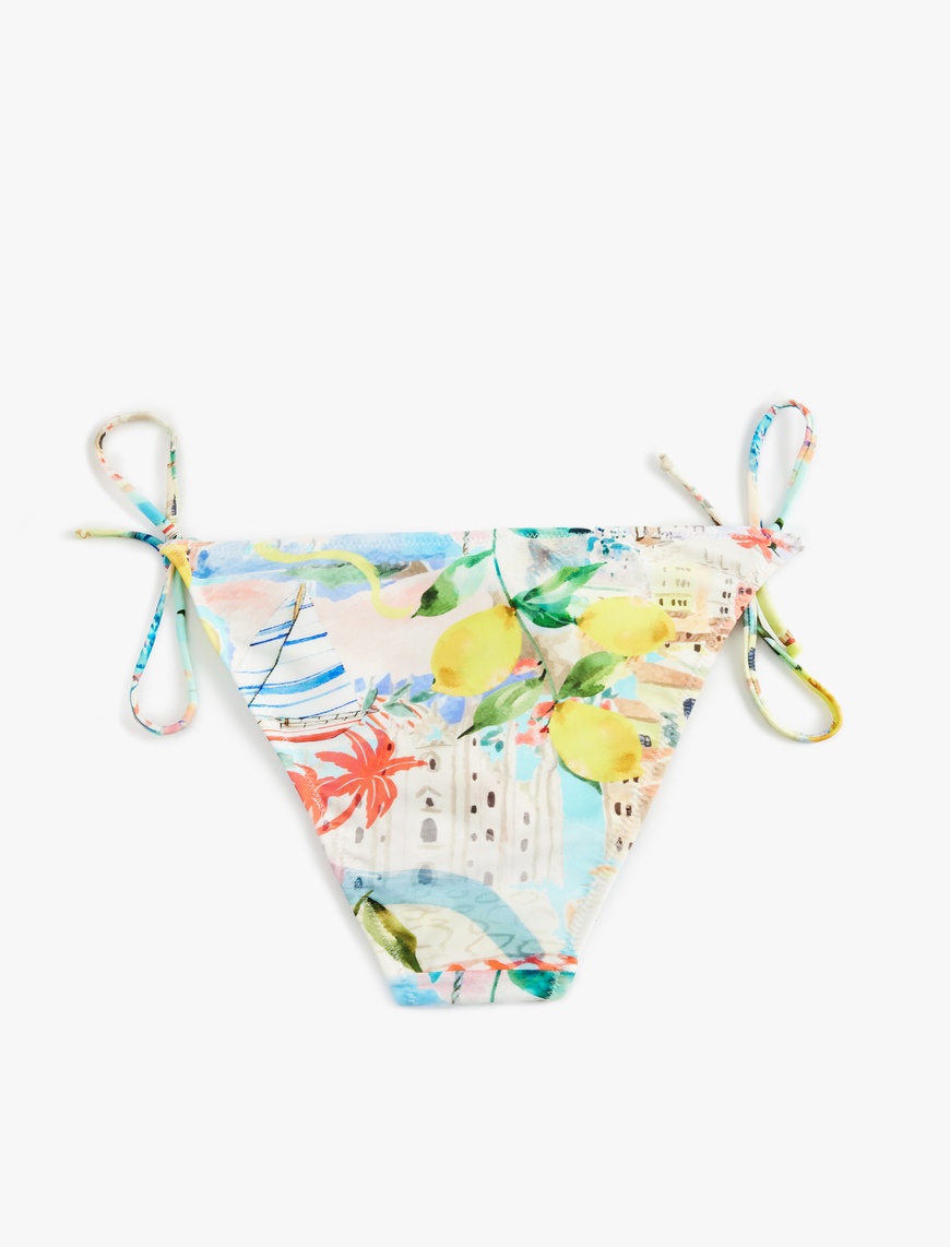   Koton X Sibil Çetinkaya - Bağcıklı Limon Baskılı Desenli İpli Bikini Altı
