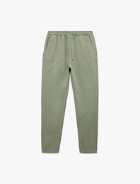 Beli Bağcıklı Pamuklu Cep Detaylı Kanvas Chino Pantolon