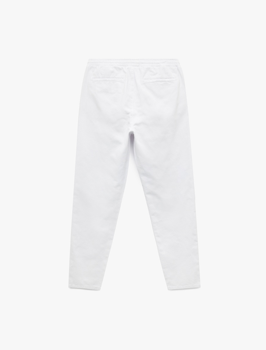   Beli Bağcıklı Pamuklu Cep Detaylı Kanvas Chino Pantolon