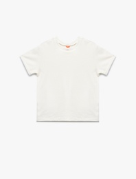 Bisiklet Yaka Kısa Kollu Dokulu Basic Tişört