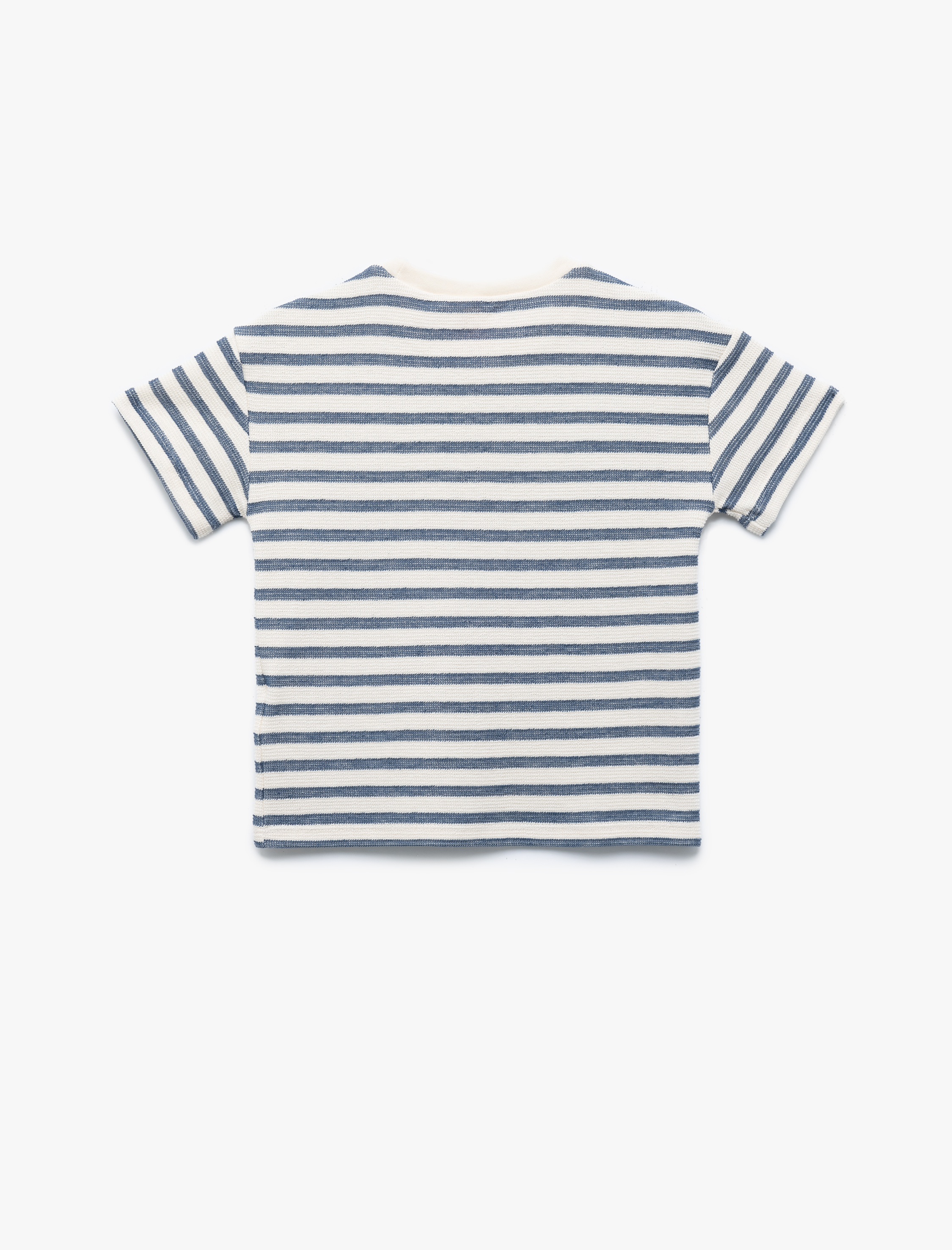  Erkek Bebek Kısa Kollu Bisiklet Yaka Pamuklu Çizgili Tişört