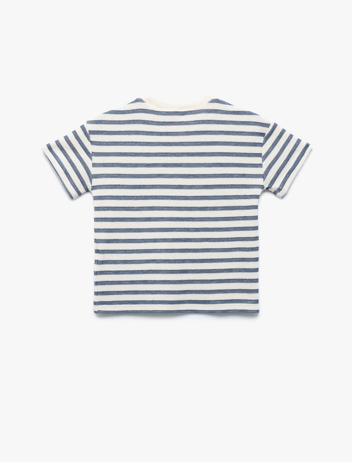 Erkek Bebek Kısa Kollu Bisiklet Yaka Pamuklu Çizgili Tişört