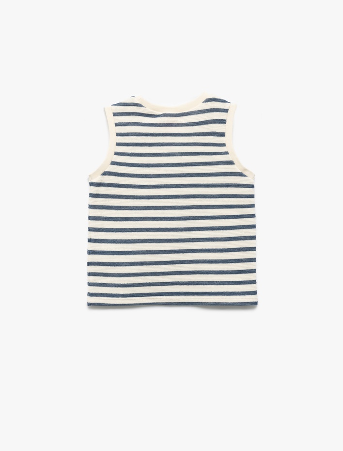 Erkek Bebek Pamuklu Bisiklet Yaka Çizgili Atlet