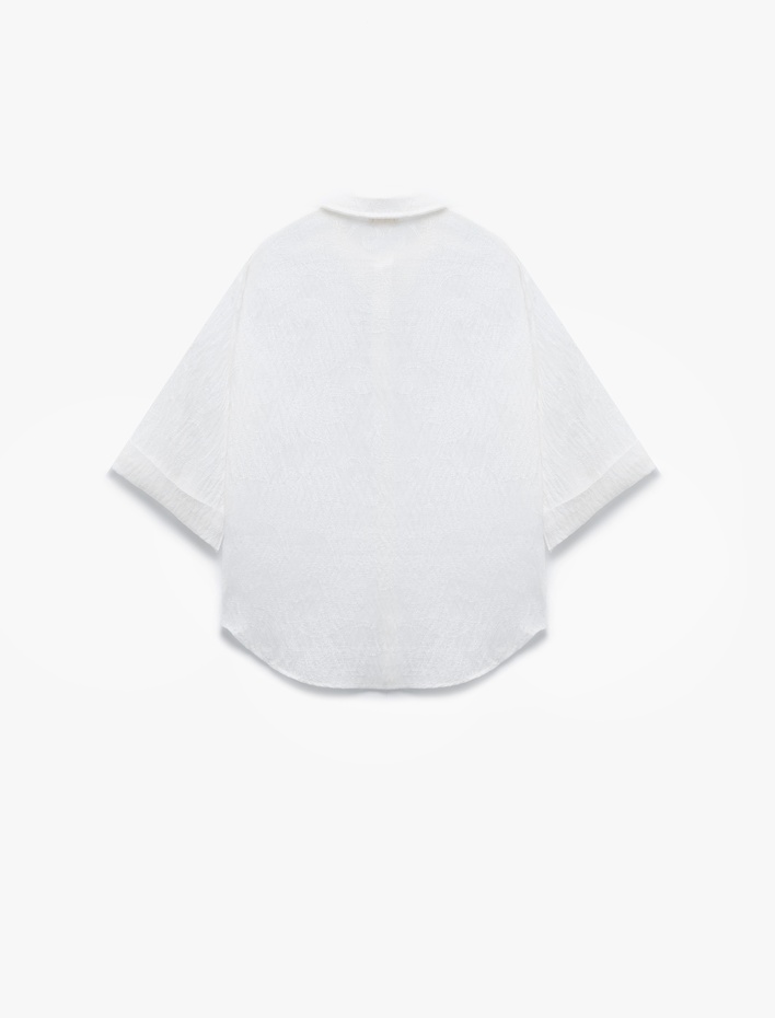 Kız Çocuk Kısa Kollu Klasik Yaka Viskon Karışımlı Dokulu Gömlek