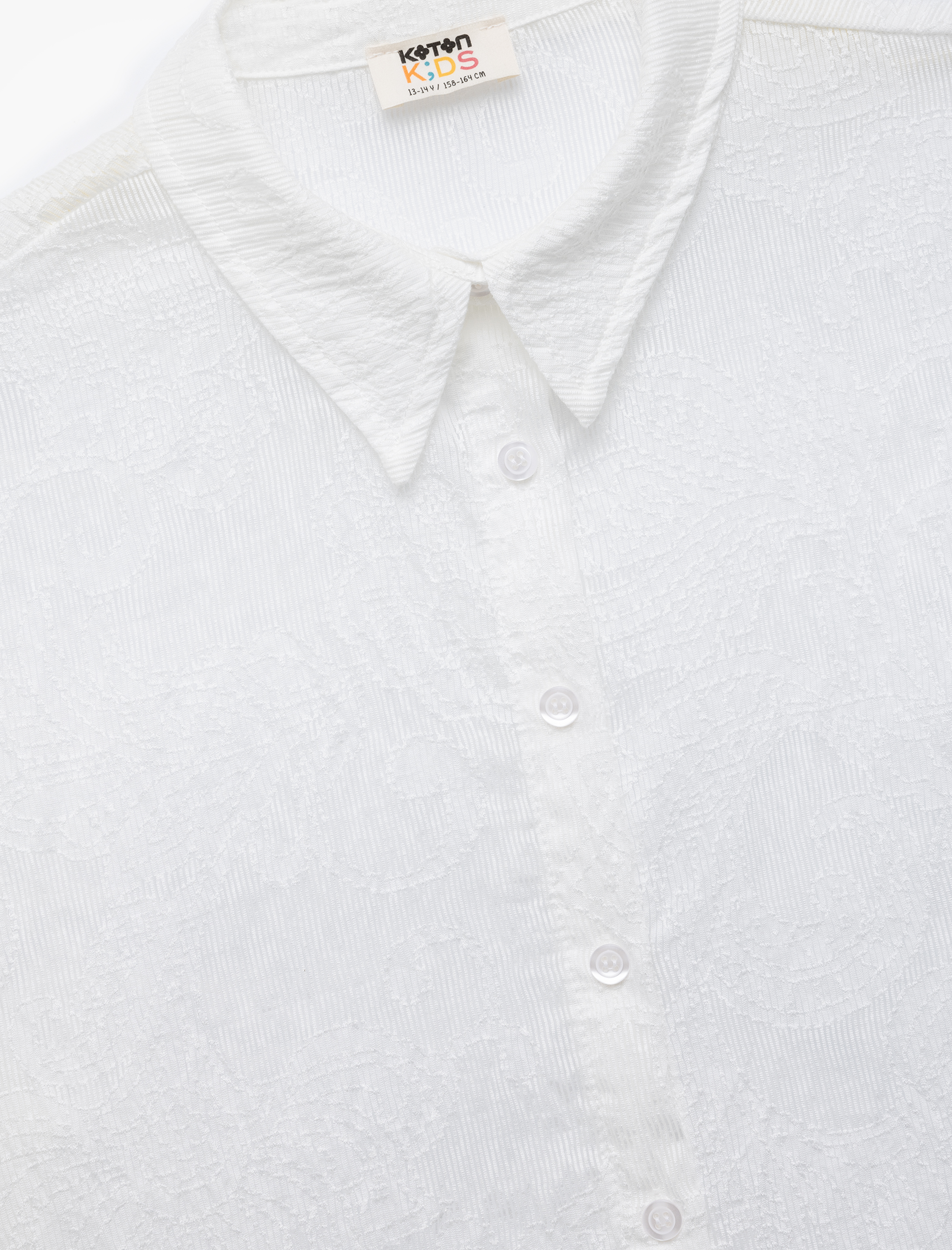  Kız Çocuk Kısa Kollu Klasik Yaka Viskon Karışımlı Dokulu Gömlek