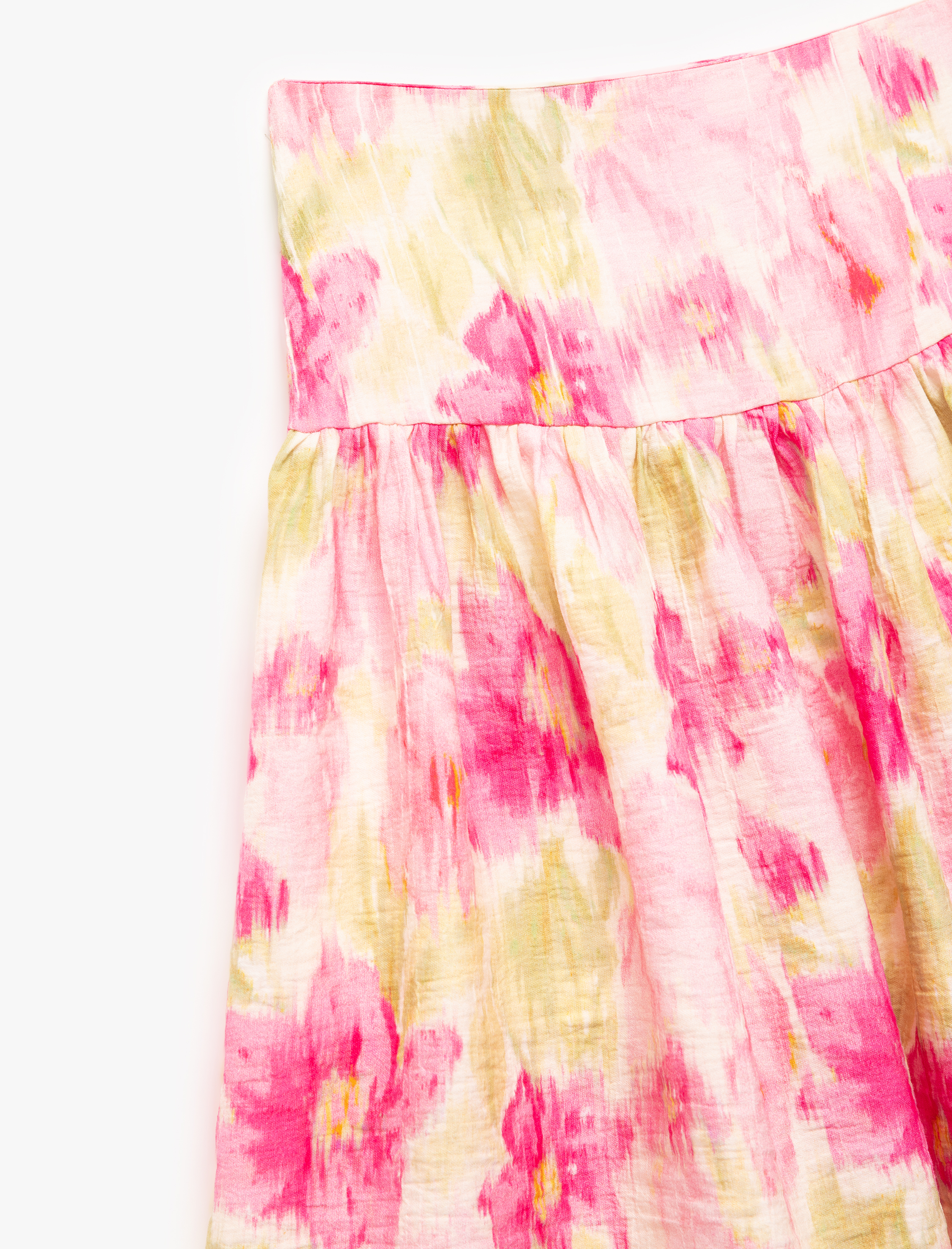  Kız Çocuk Viskon Karışımlı Yüksek Bel Çiçekli Midi Etek