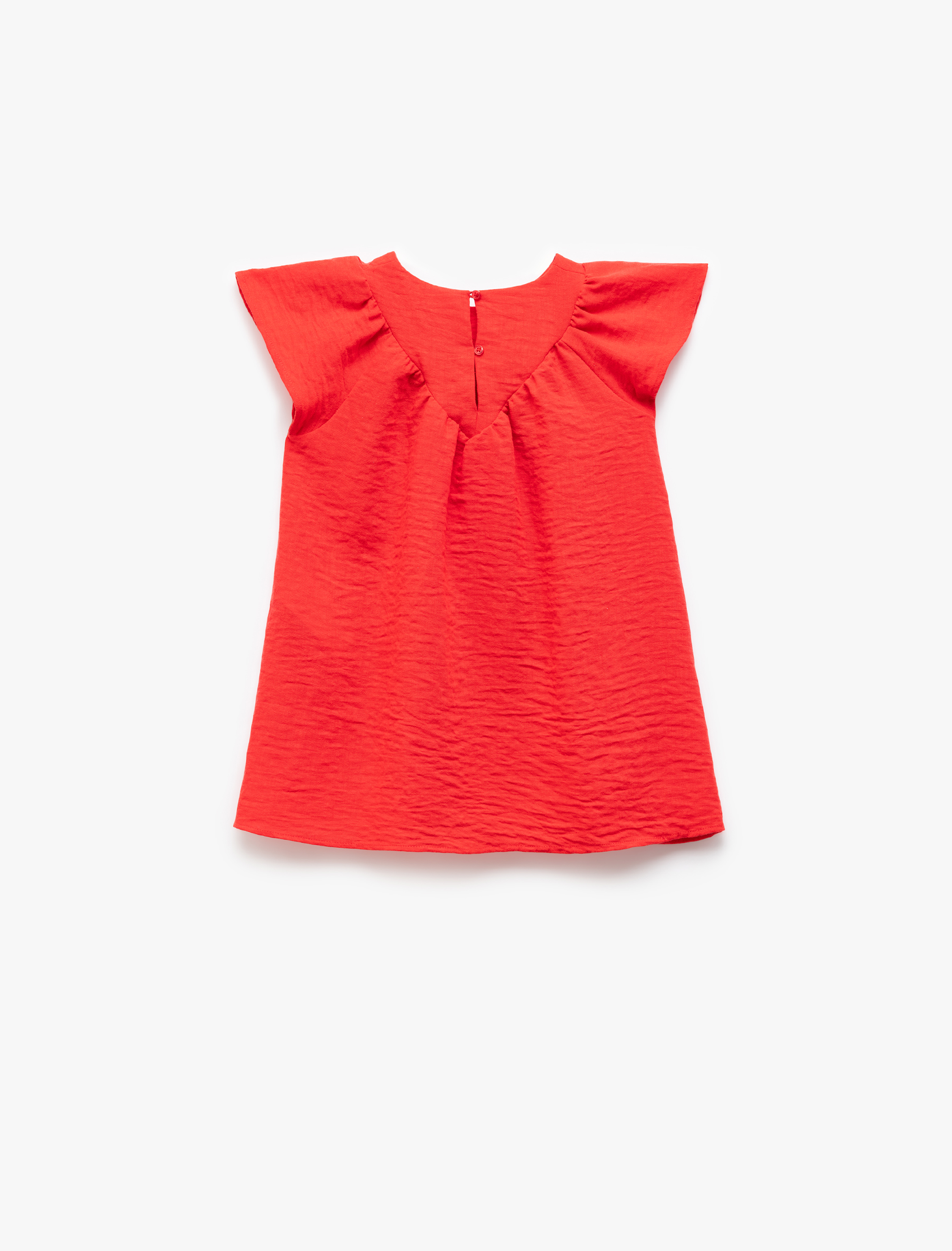  Kız Bebek Kısa Kollu Bisiklet Yaka Fiyonklu Elbise