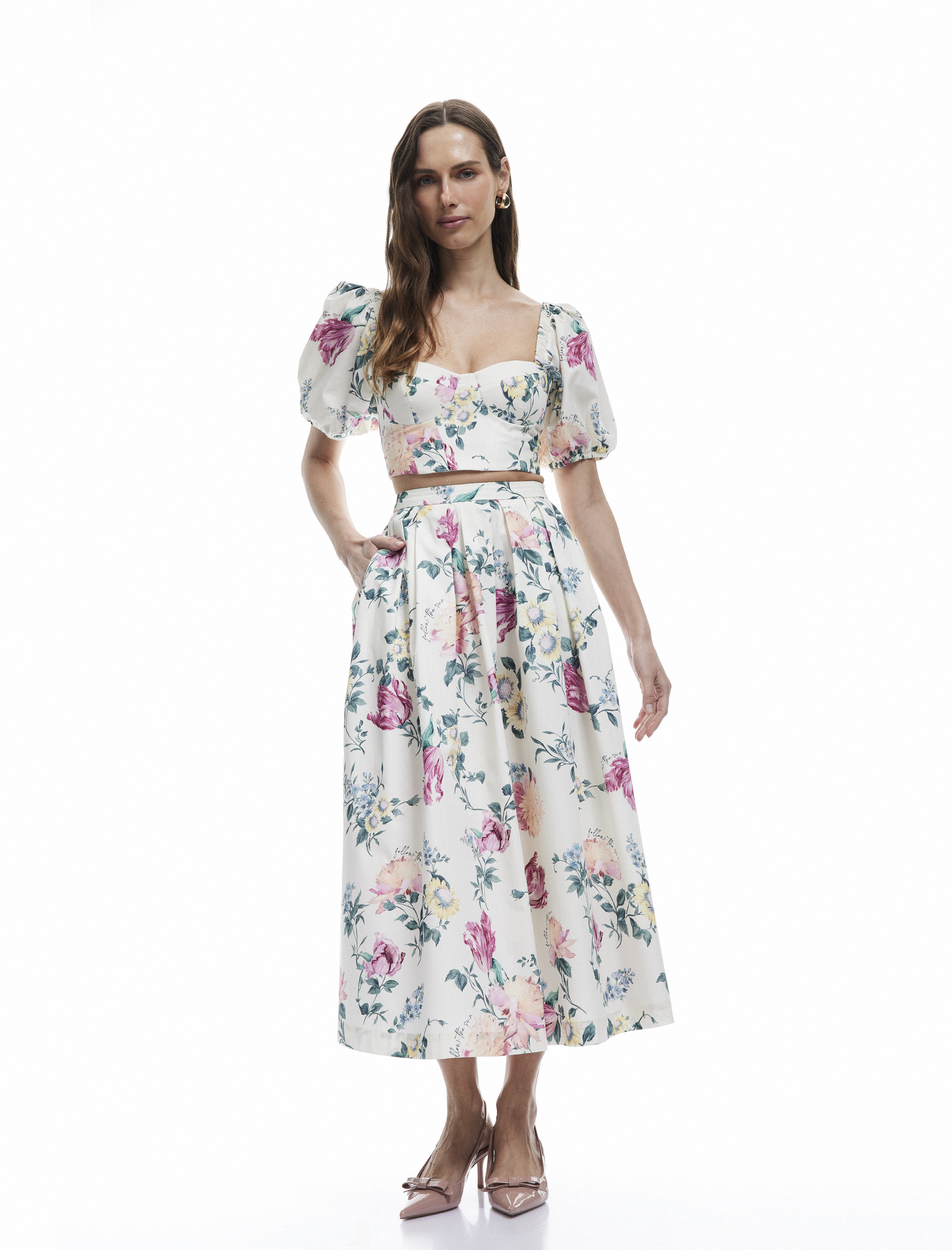   Koton X Melis Ağazat - Rahat Kalıp Pamuklu Cepli Uzun Çiçekli Kloş Etek