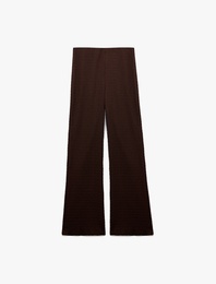Normal Bel Dokulu Uzun Bol Paça Pantolon