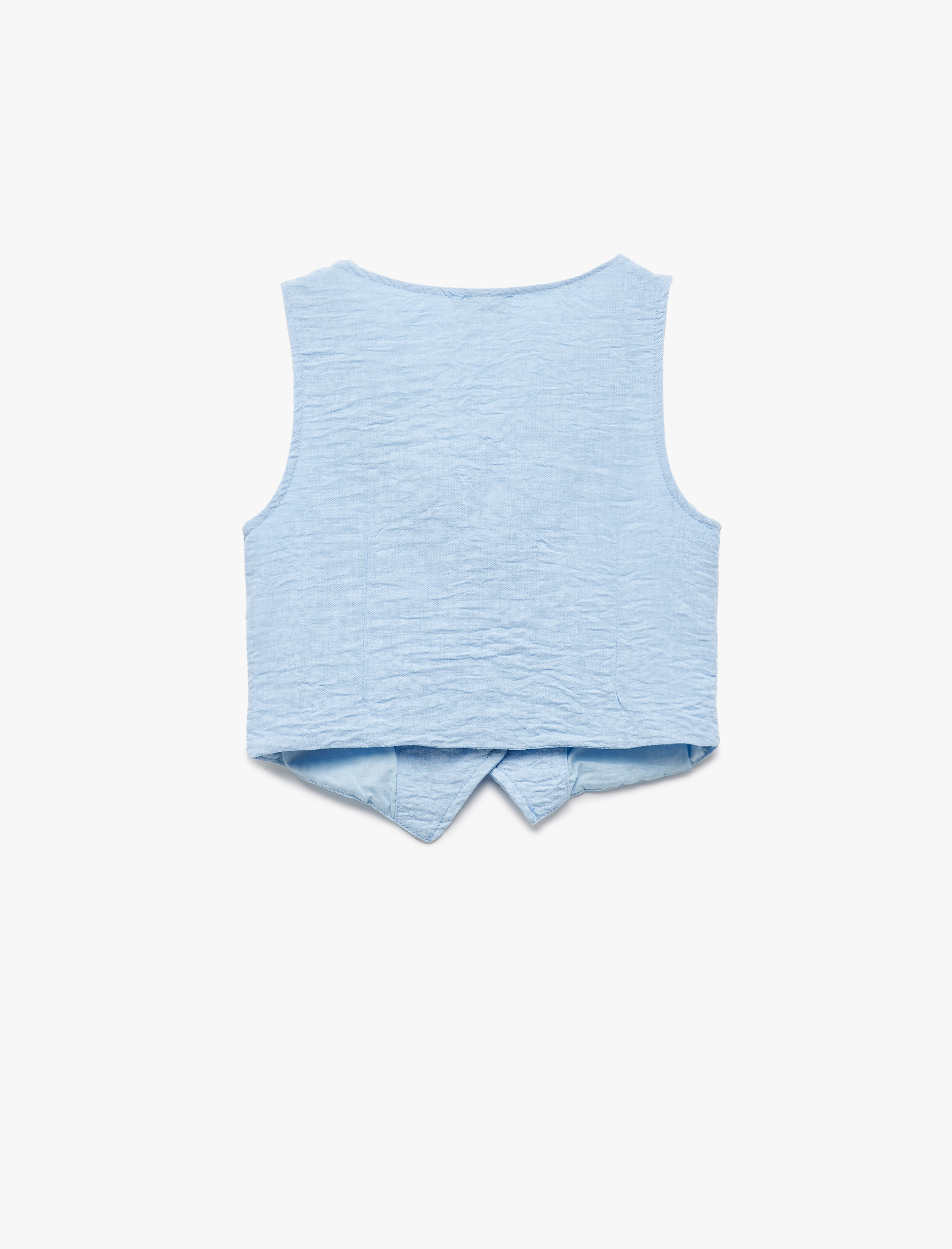  Kız Çocuk V Yaka Pamuk Astarlı Kolsuz Düğmeli Yelek