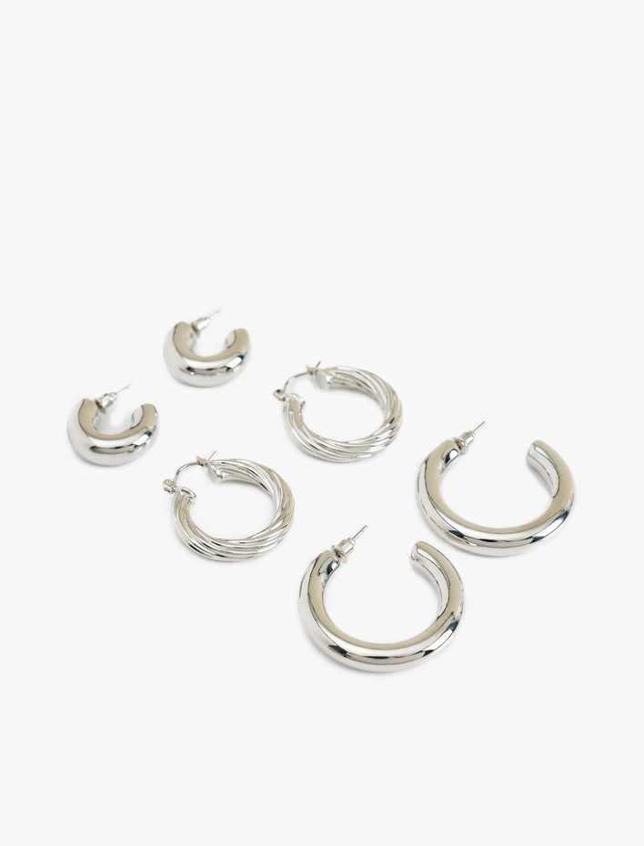 Kadın 3'lü Halka Küpe Seti