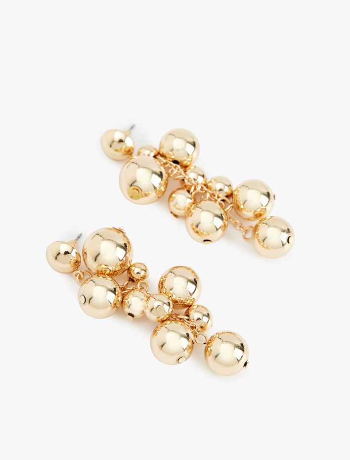 Kadın Sallantılı Metal Boncuklu Küpe