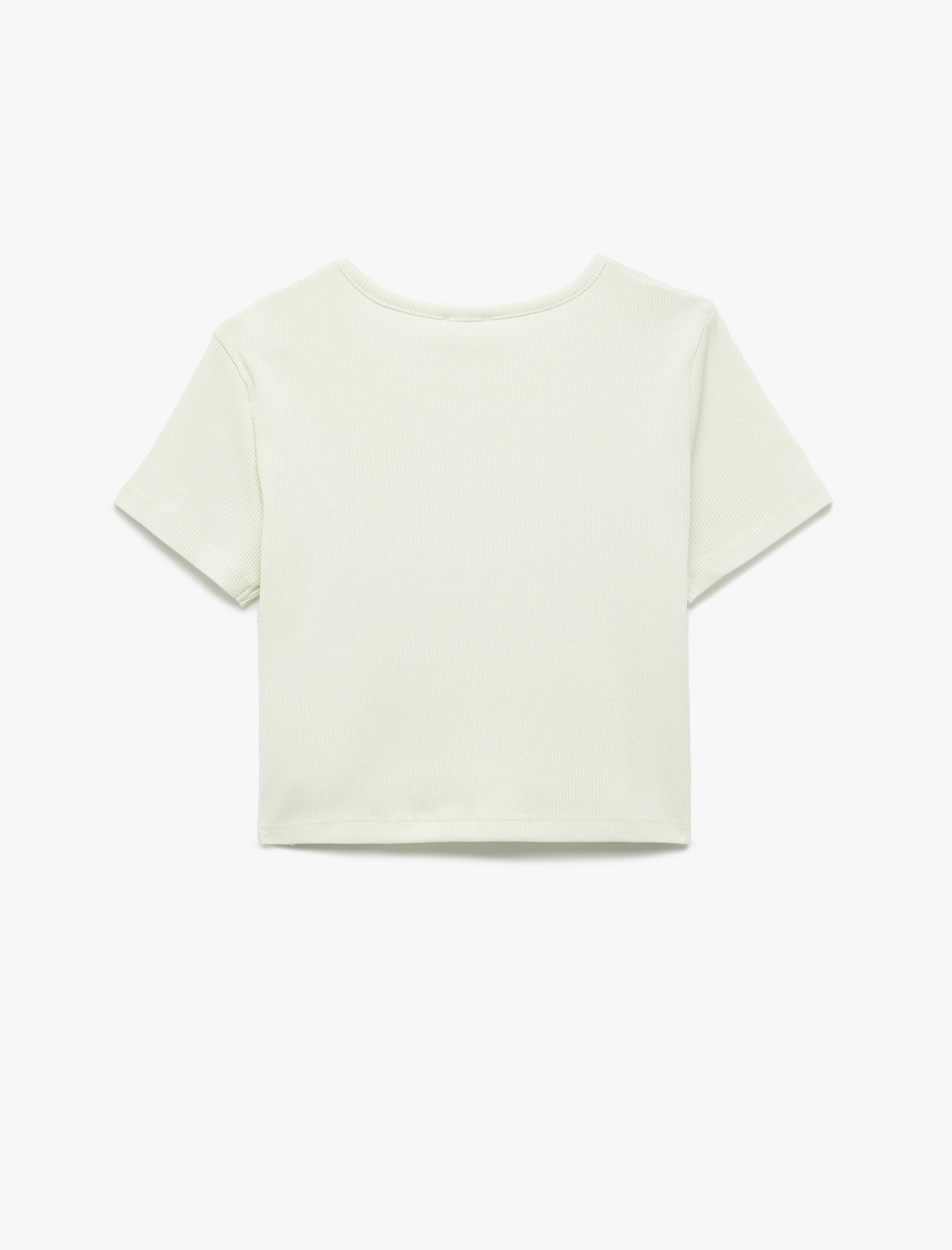  Kız Çocuk Kedi Baskılı Kısa Kollu Bisiklet Yaka Pamuklu Crop Tişört