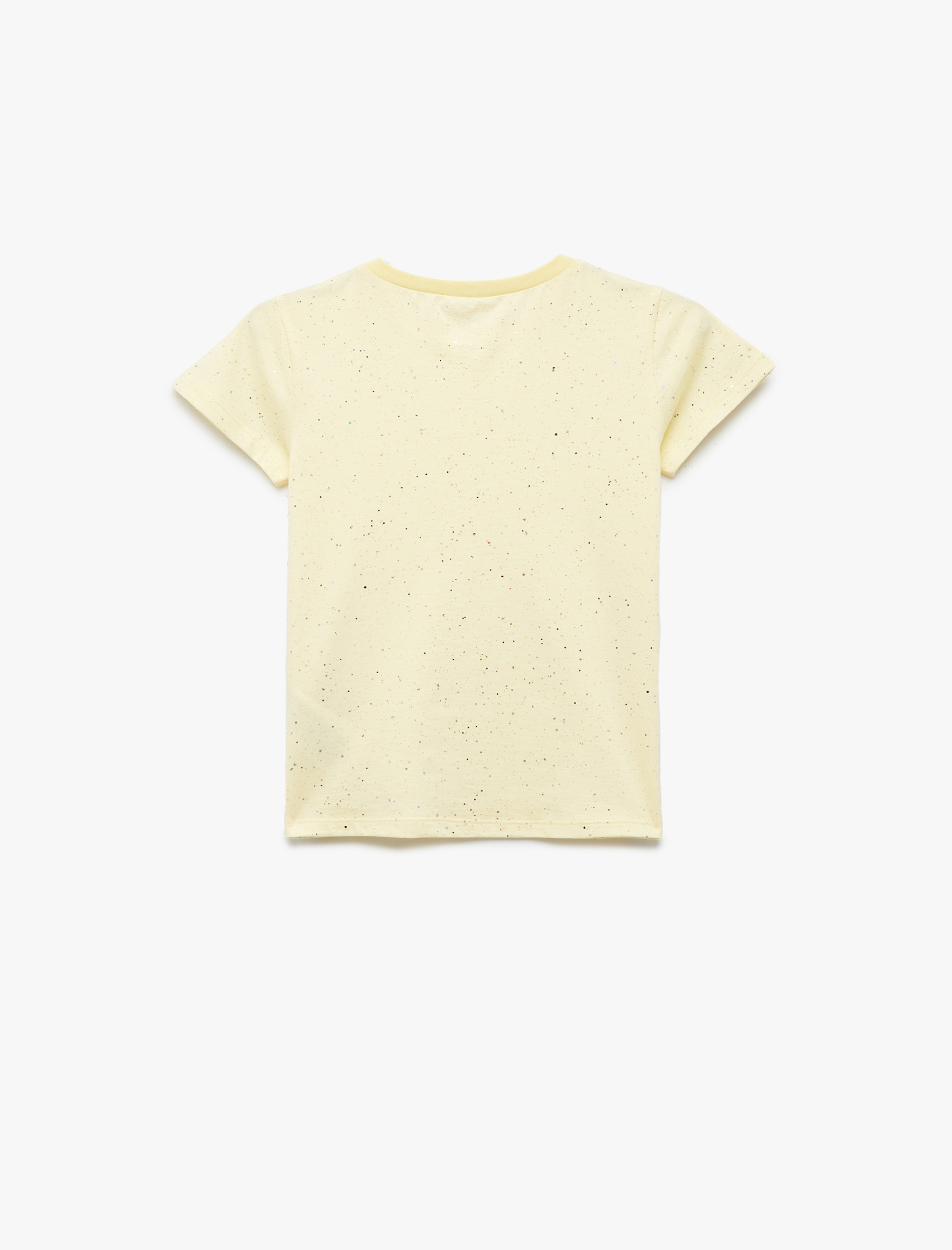  Kız Çocuk Bisiklet Yaka Kısa Kollu Pamuklu Simli Tişört