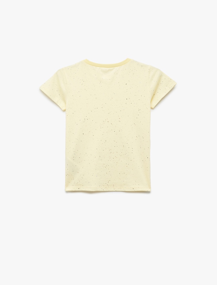 Kız Çocuk Bisiklet Yaka Kısa Kollu Pamuklu Simli Tişört