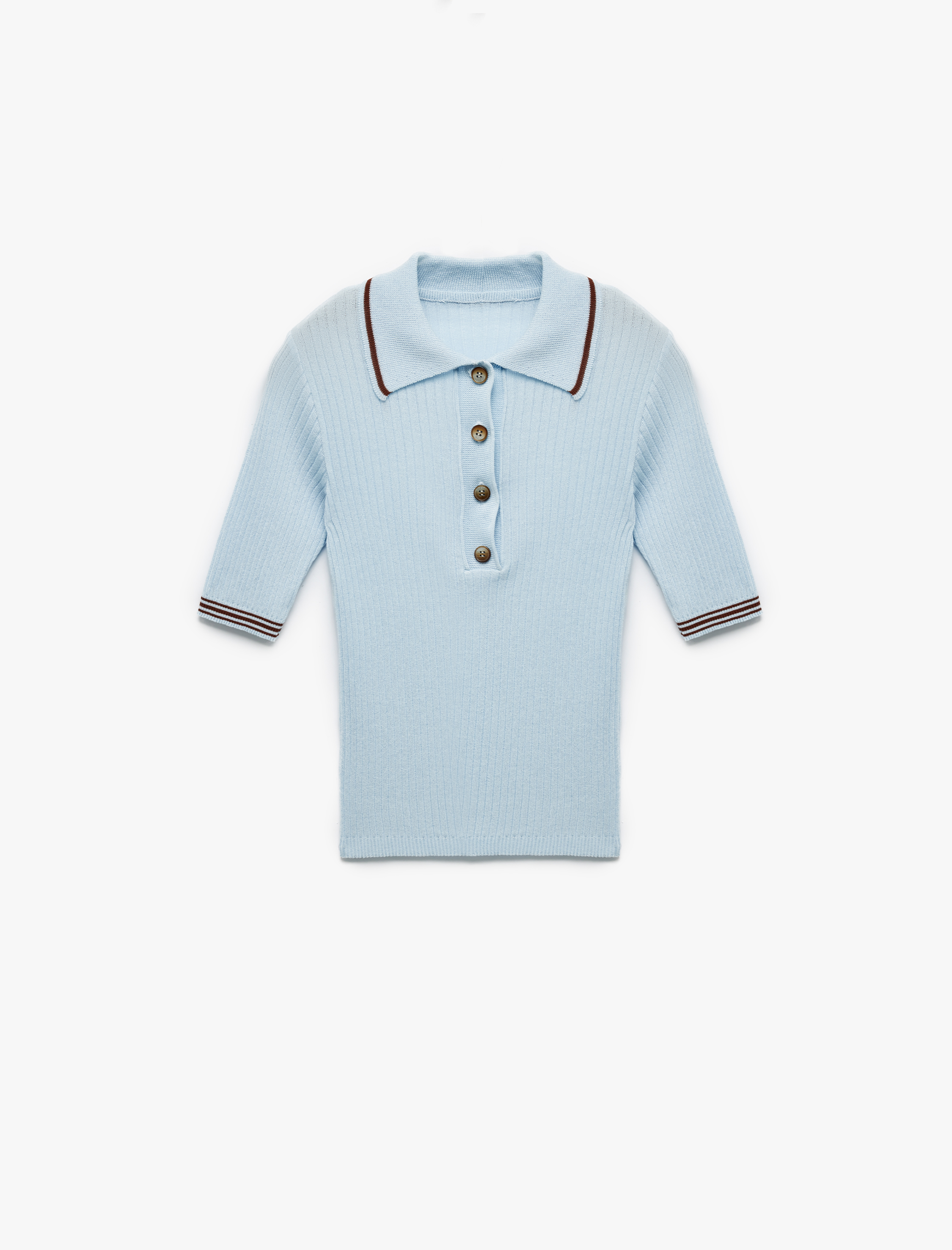   Koton X Melis Ağazat - Kısa Kollu Düğmeli Polo Yaka Triko Kazak