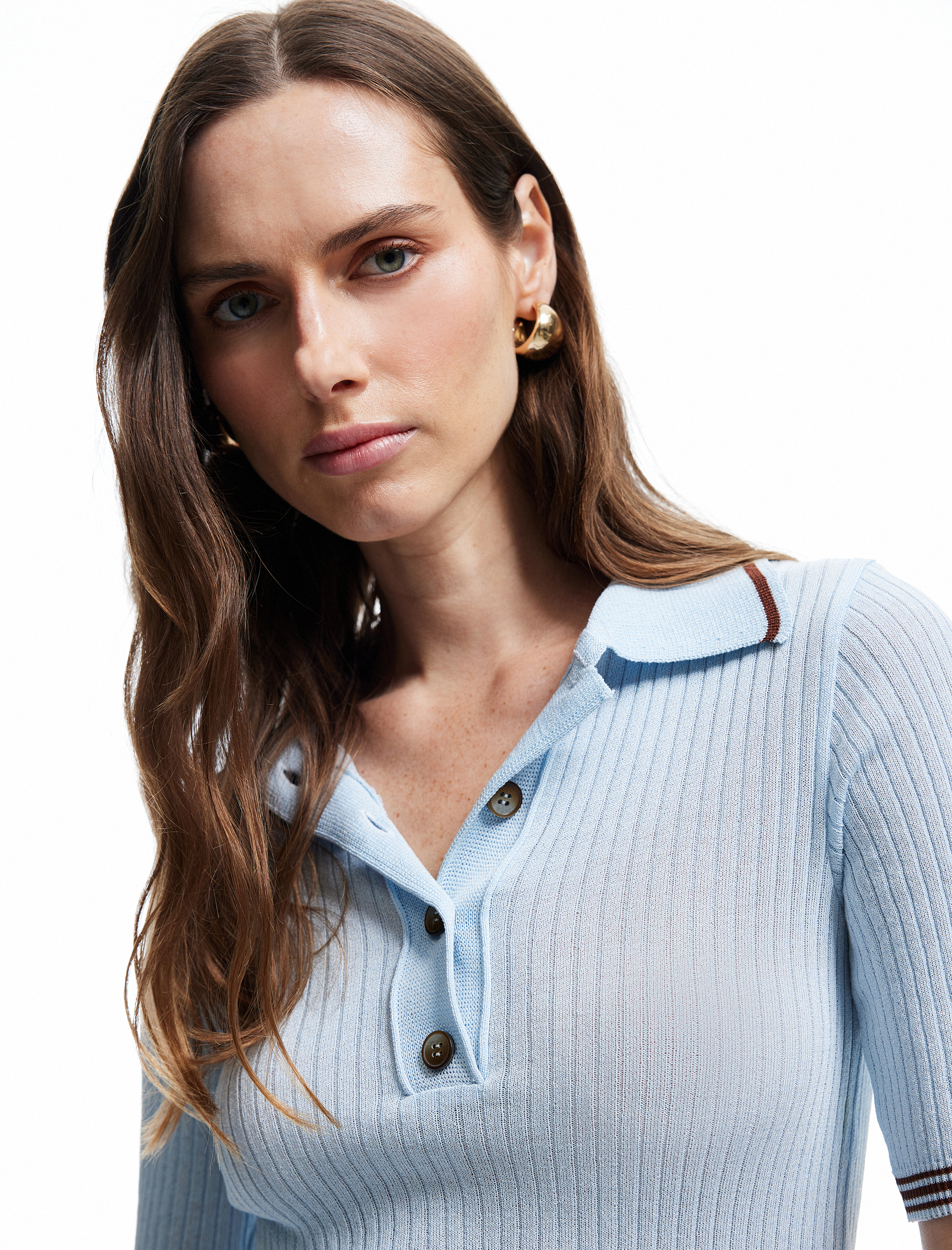   Koton X Melis Ağazat - Kısa Kollu Düğmeli Polo Yaka Triko Kazak