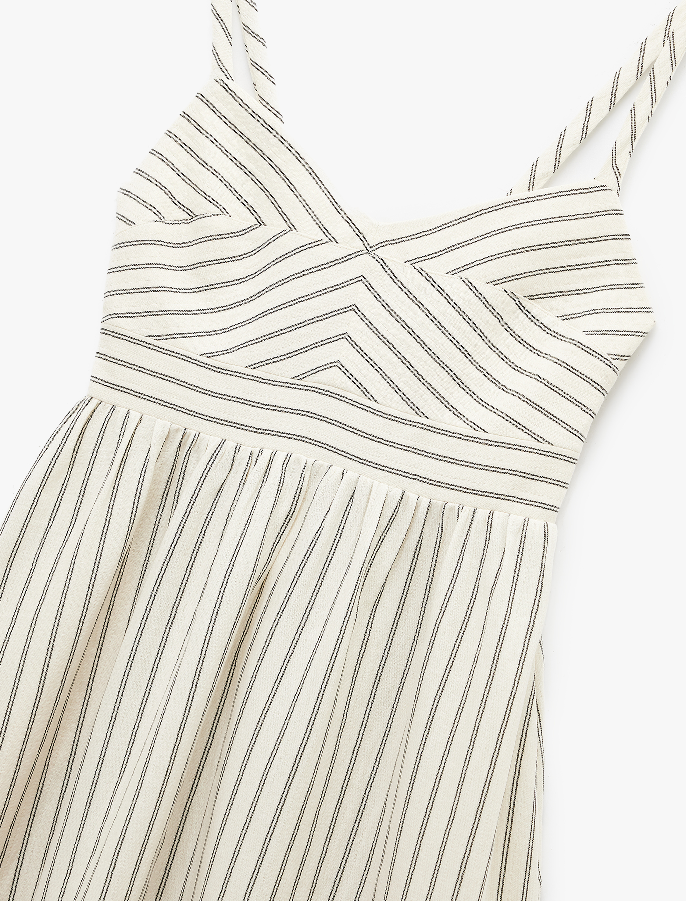   Pamuklu Astarlı Cepli Uzun Çizgili İnce Askılı Elbise