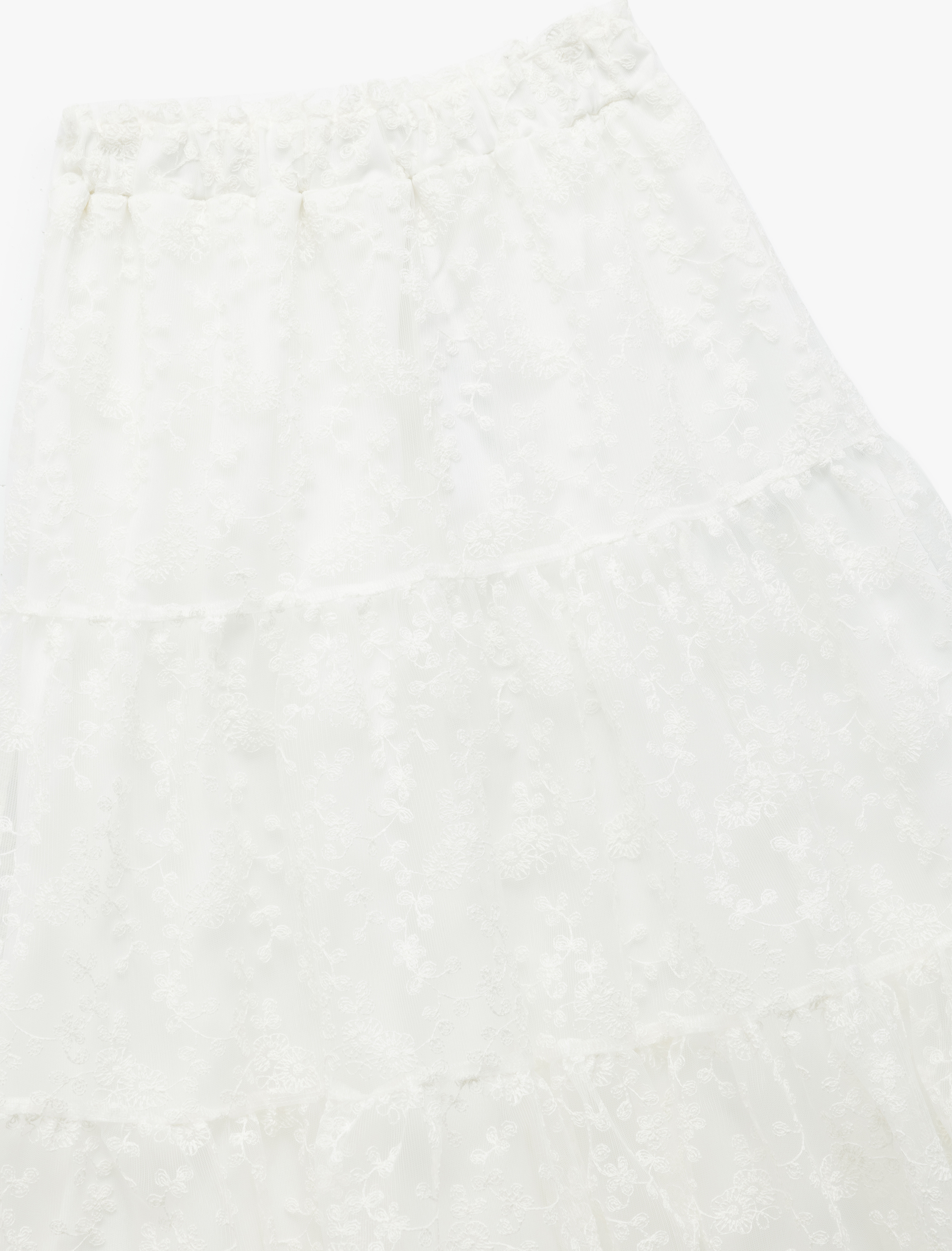  Kız Çocuk Beli Lastikli Astarlı Tüllü Midi Etek