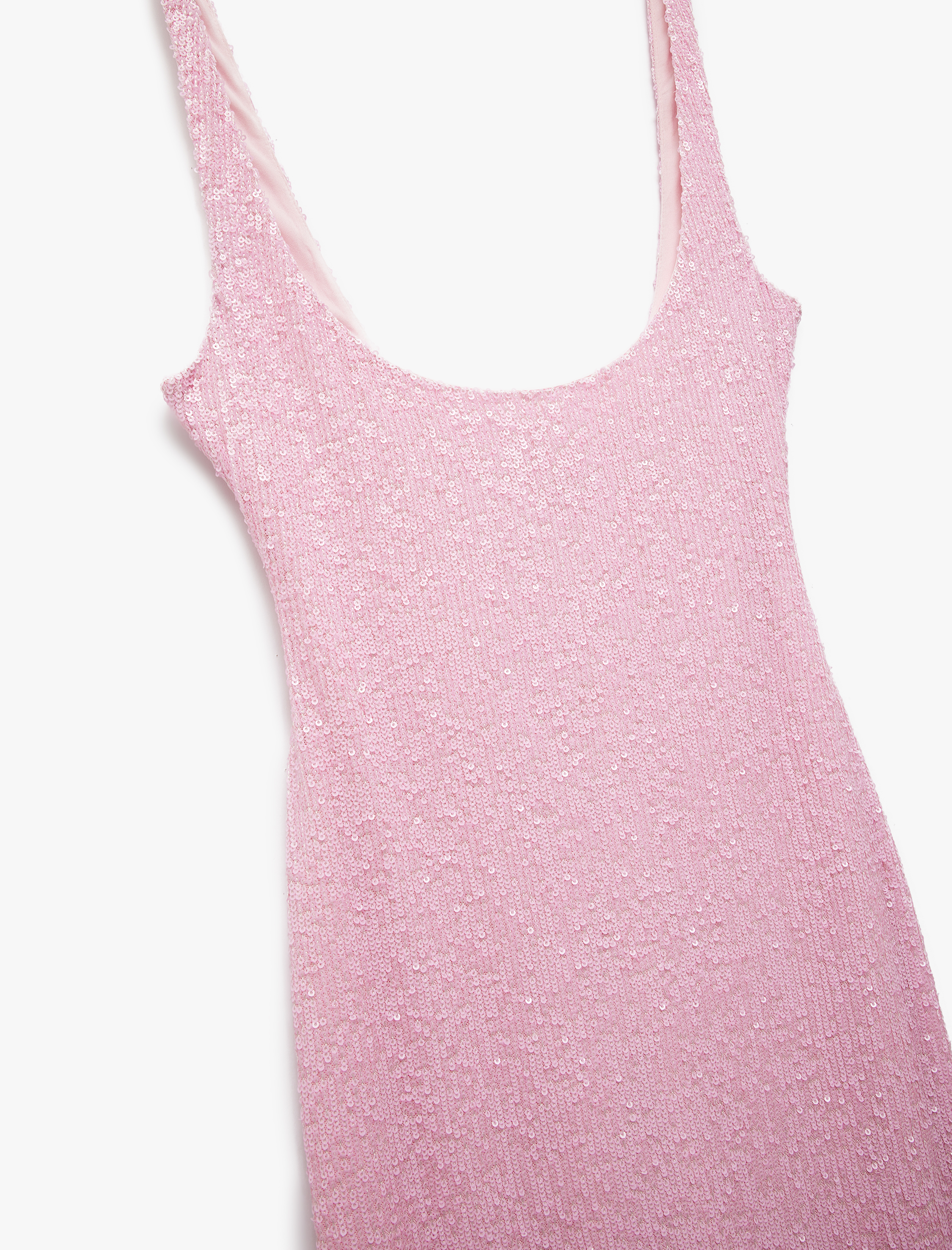   Koton X Sibil Çetinkaya - U Yaka Kolsuz Pullu Payetli Midi Slip Abiye Elbise