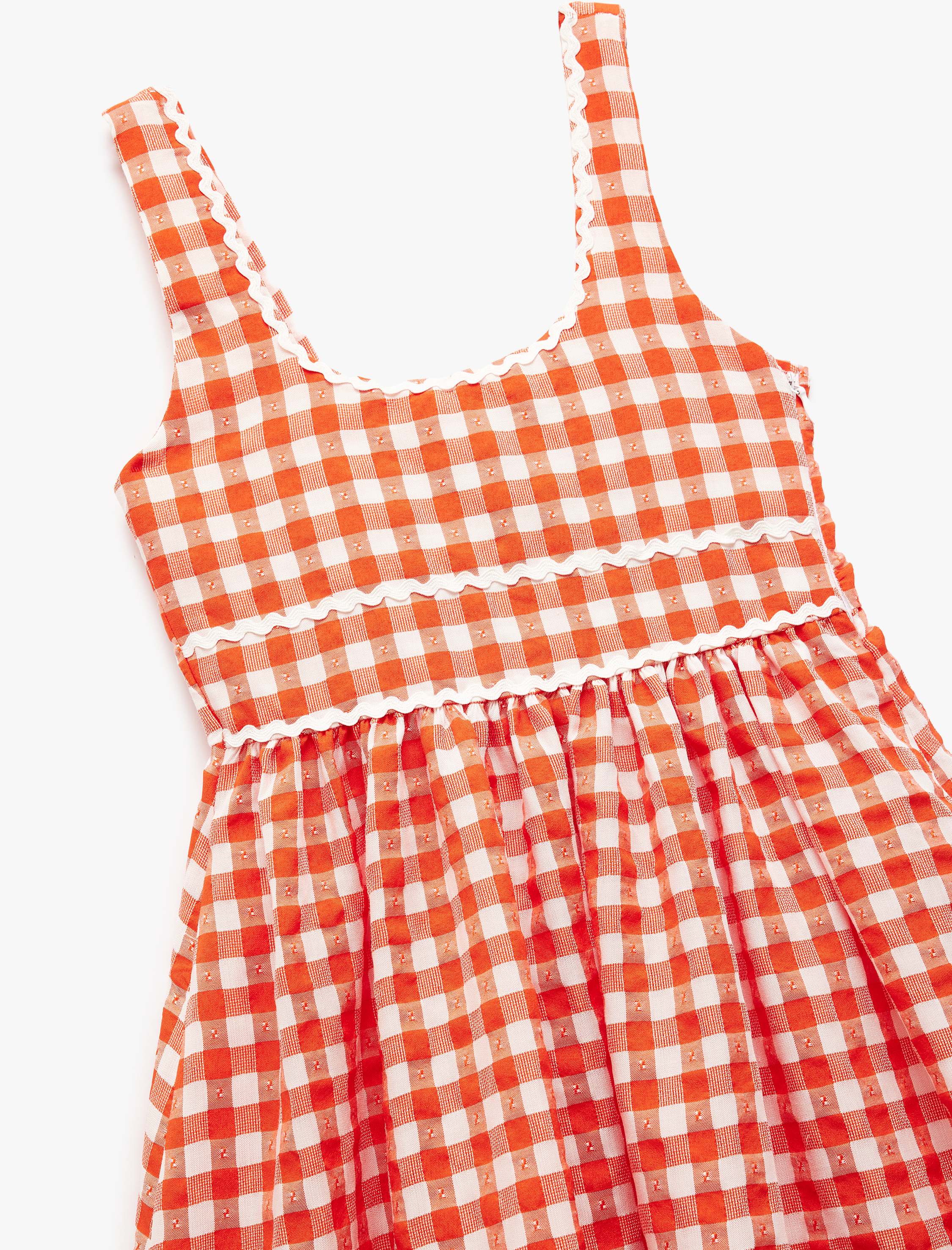  Kız Çocuk Viskon Karışımlı Yuvarlak Yaka Ekoseli Askılı Elbise