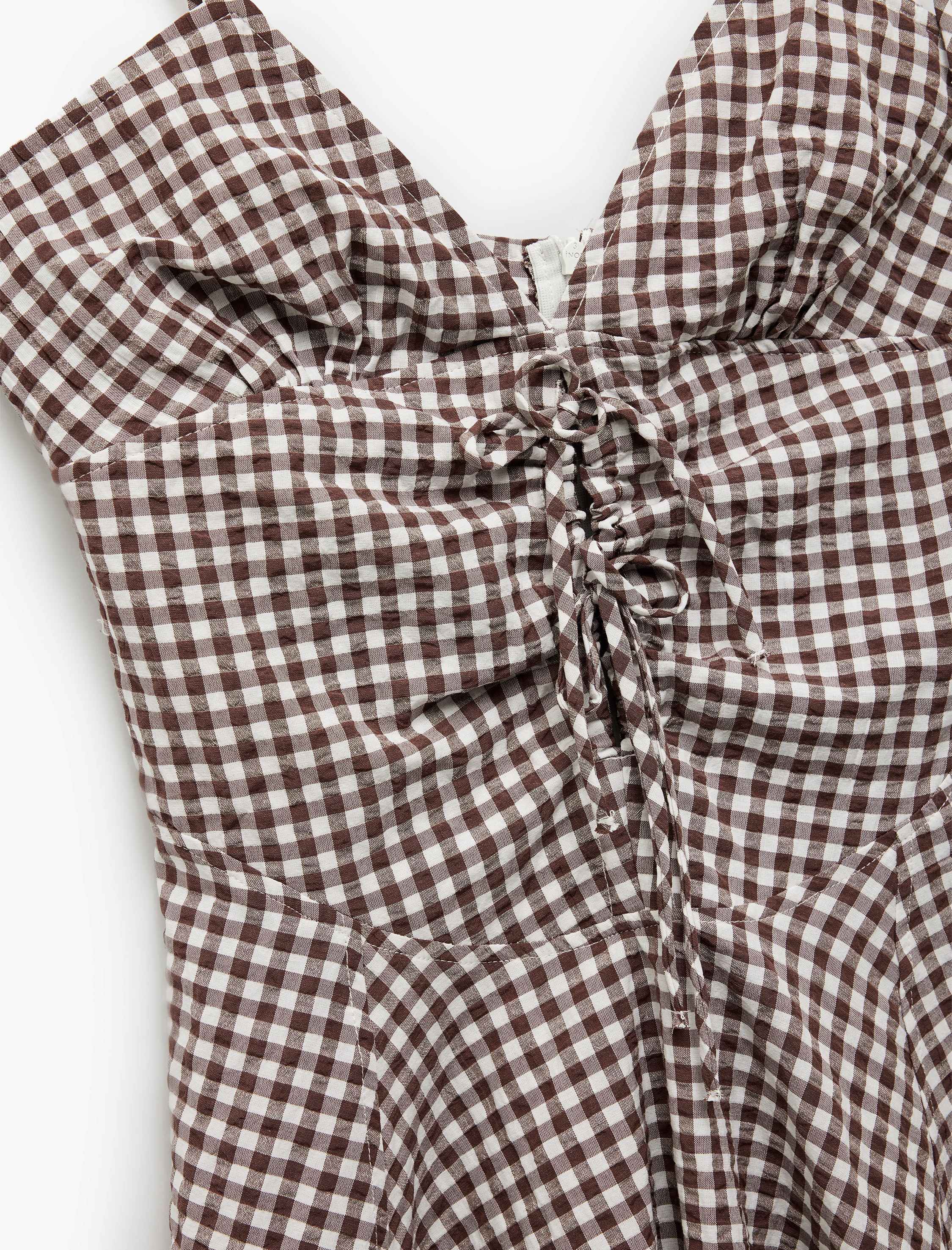   Koton X İnji -Bağlama Detaylı Askılı Pötikareli A Kesim V Yaka Mini Elbise