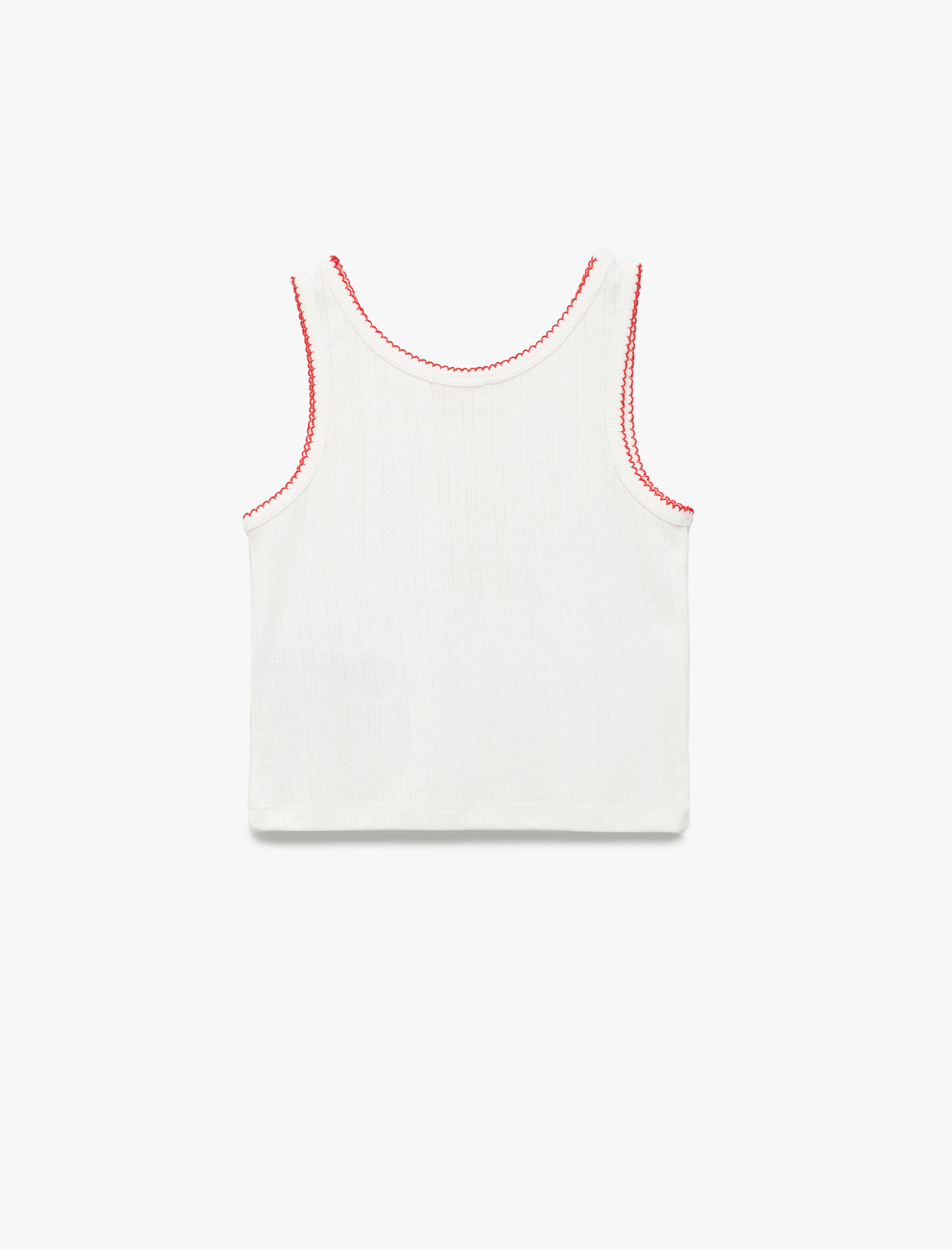  Kız Çocuk Çilek Baskılı Bisiklet Yaka Kolsuz Atlet