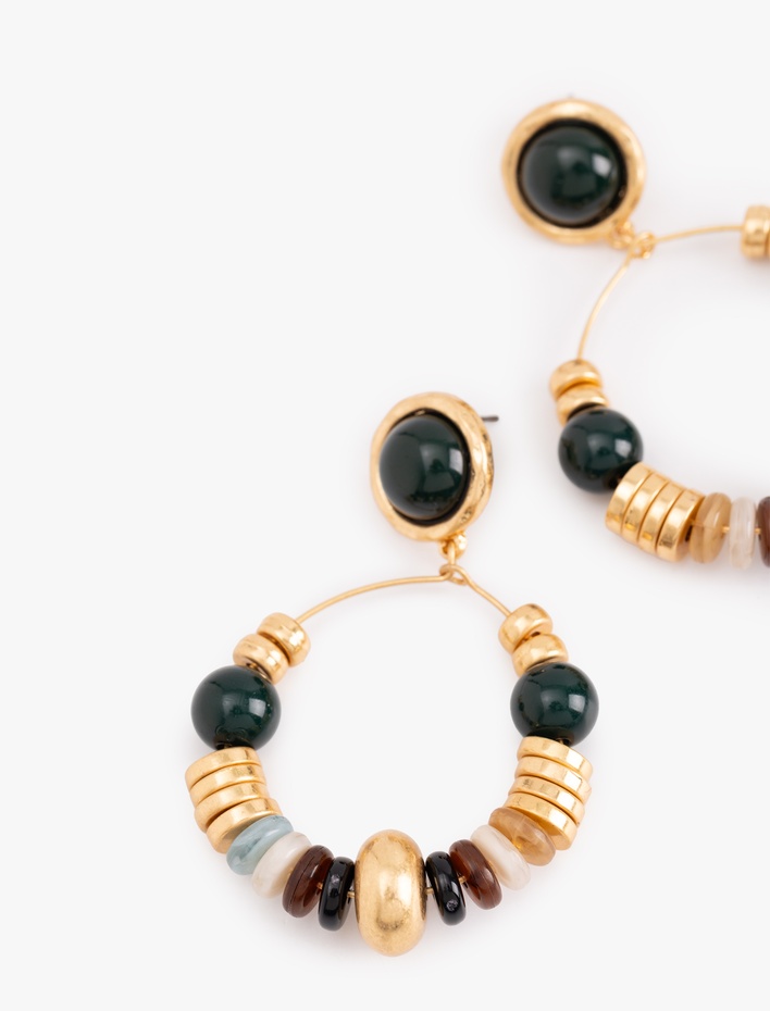 Kadın Sallantılı Halka Boncuklu Küpe