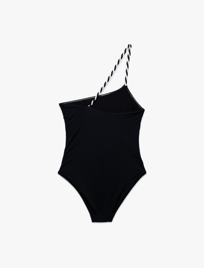  Renk Kontrastlı Tek Omuz Mayo