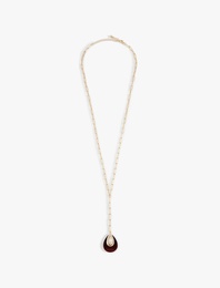 Charm Detaylı Zincir Çelik Kolye