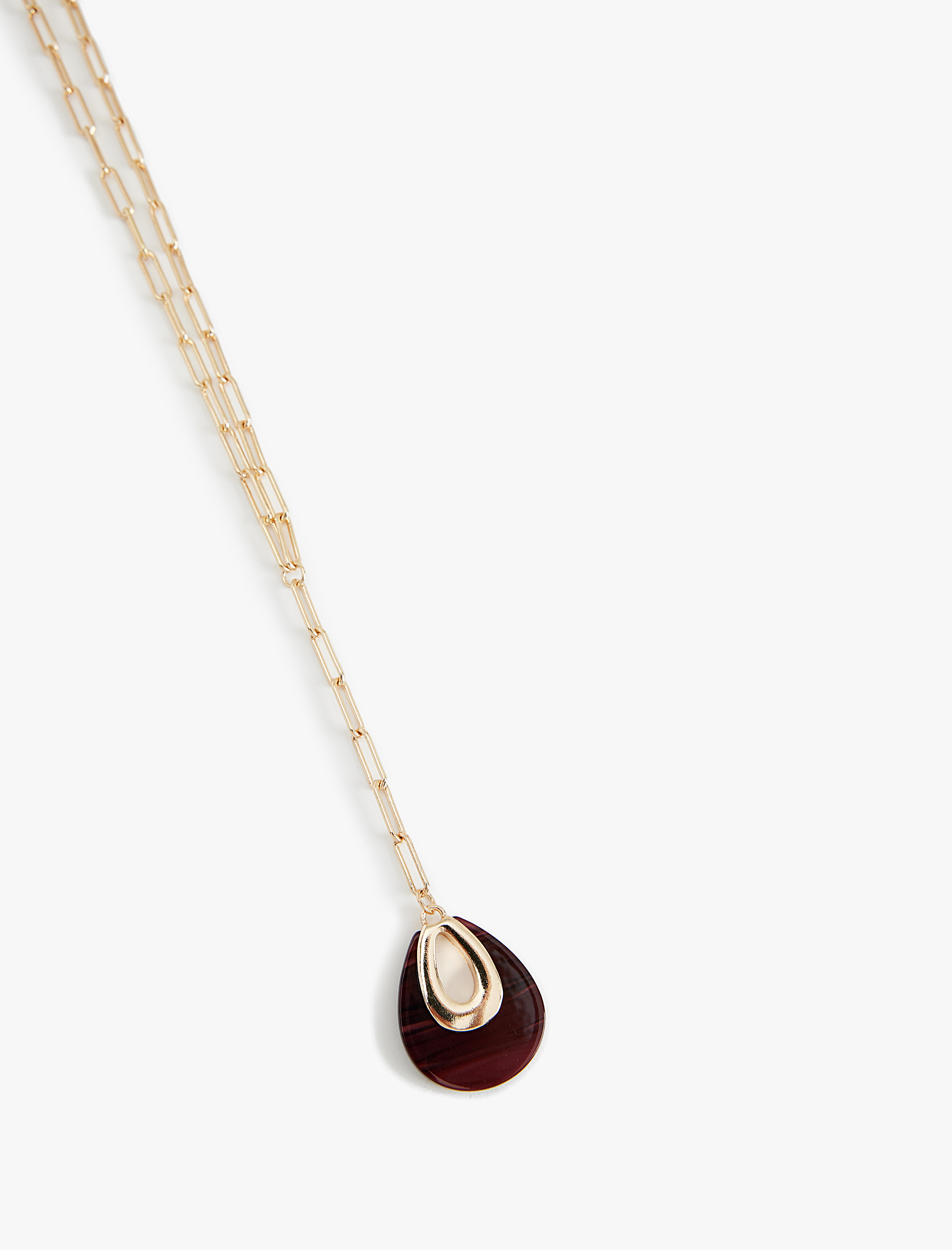  Kadın Charm Detaylı Zincir Çelik Kolye