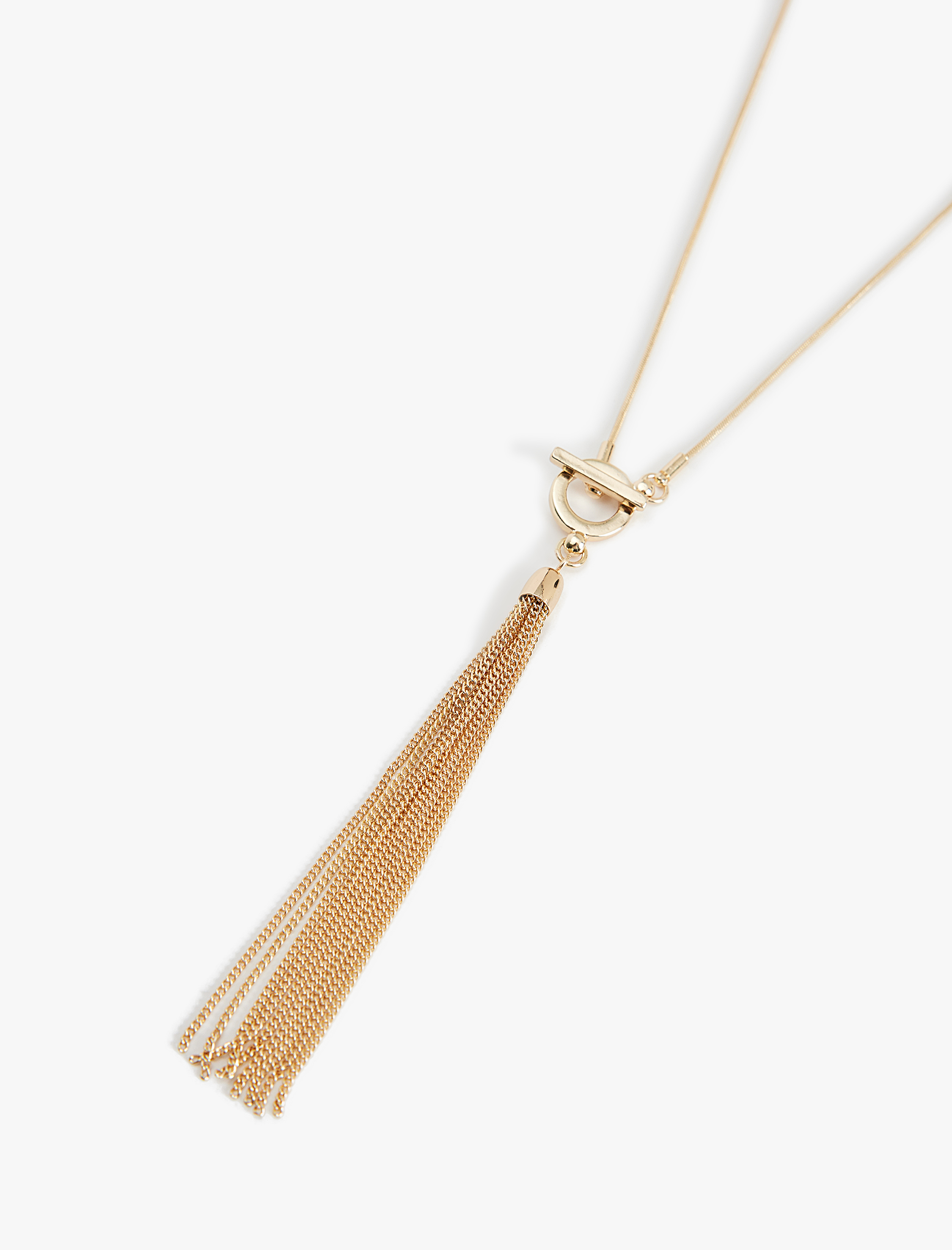  Kadın Zincir Püskül Detaylı Çelik Kolye