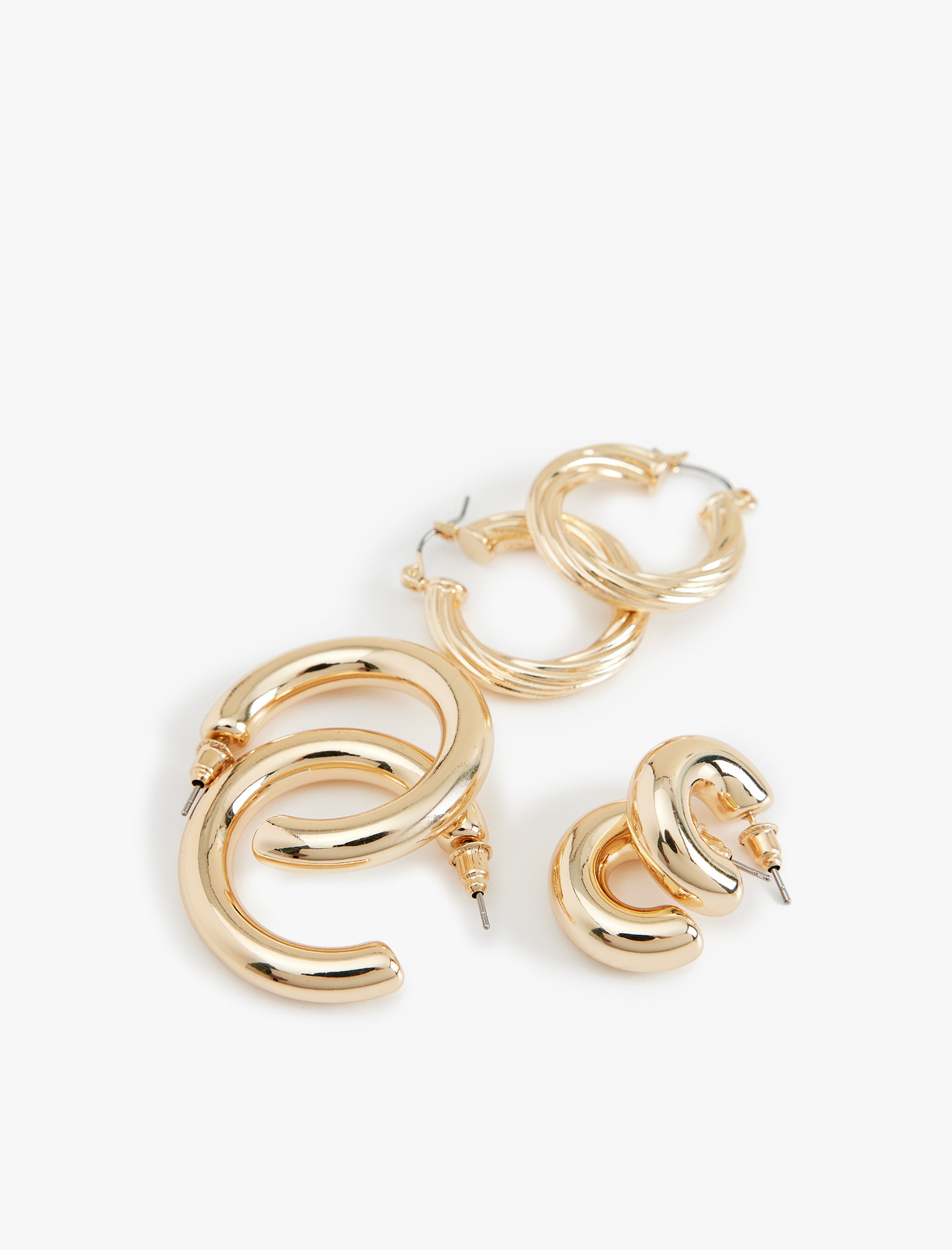  Kadın 3'lü Halka Küpe Seti