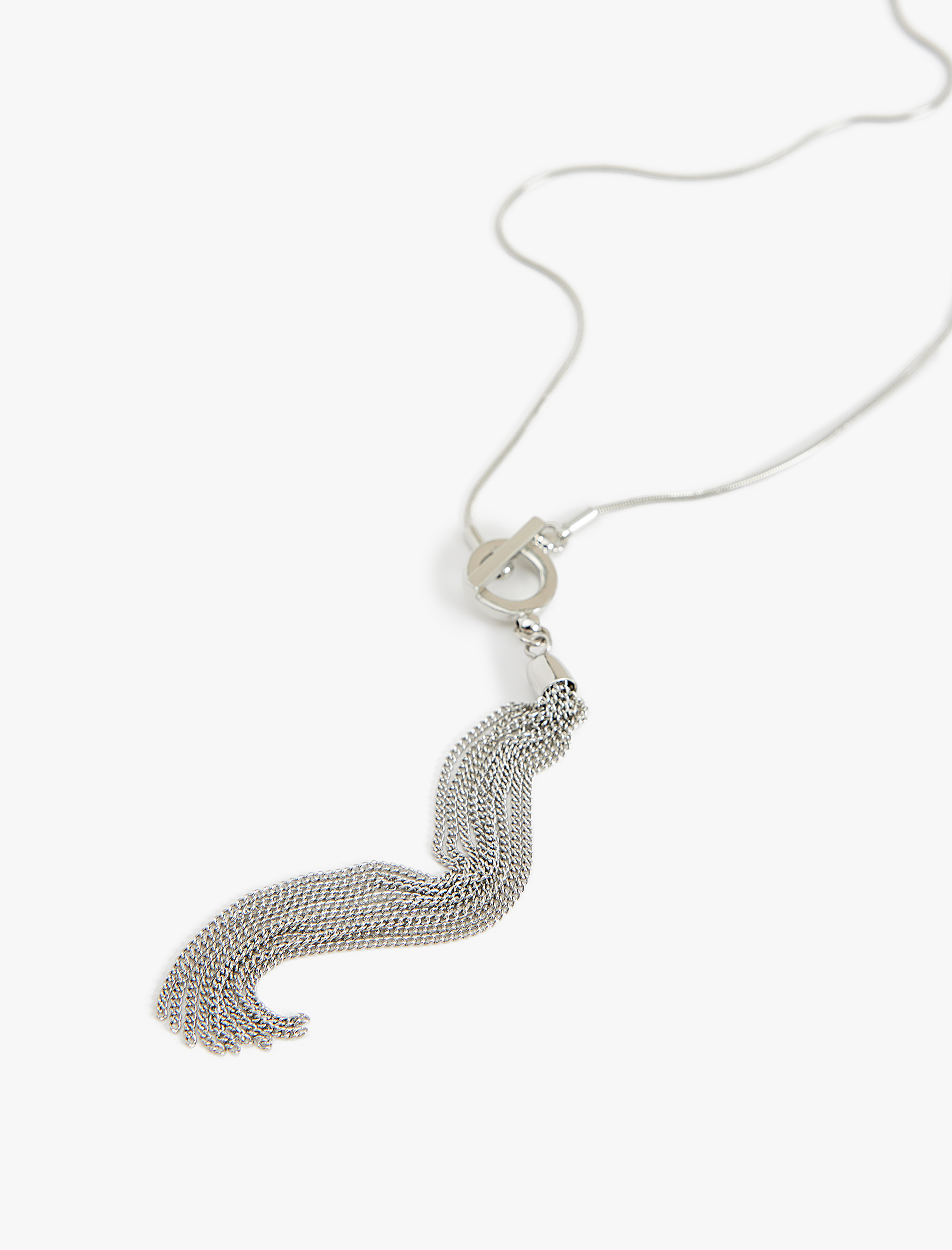  Kadın Zincir Püskül Detaylı Çelik Kolye