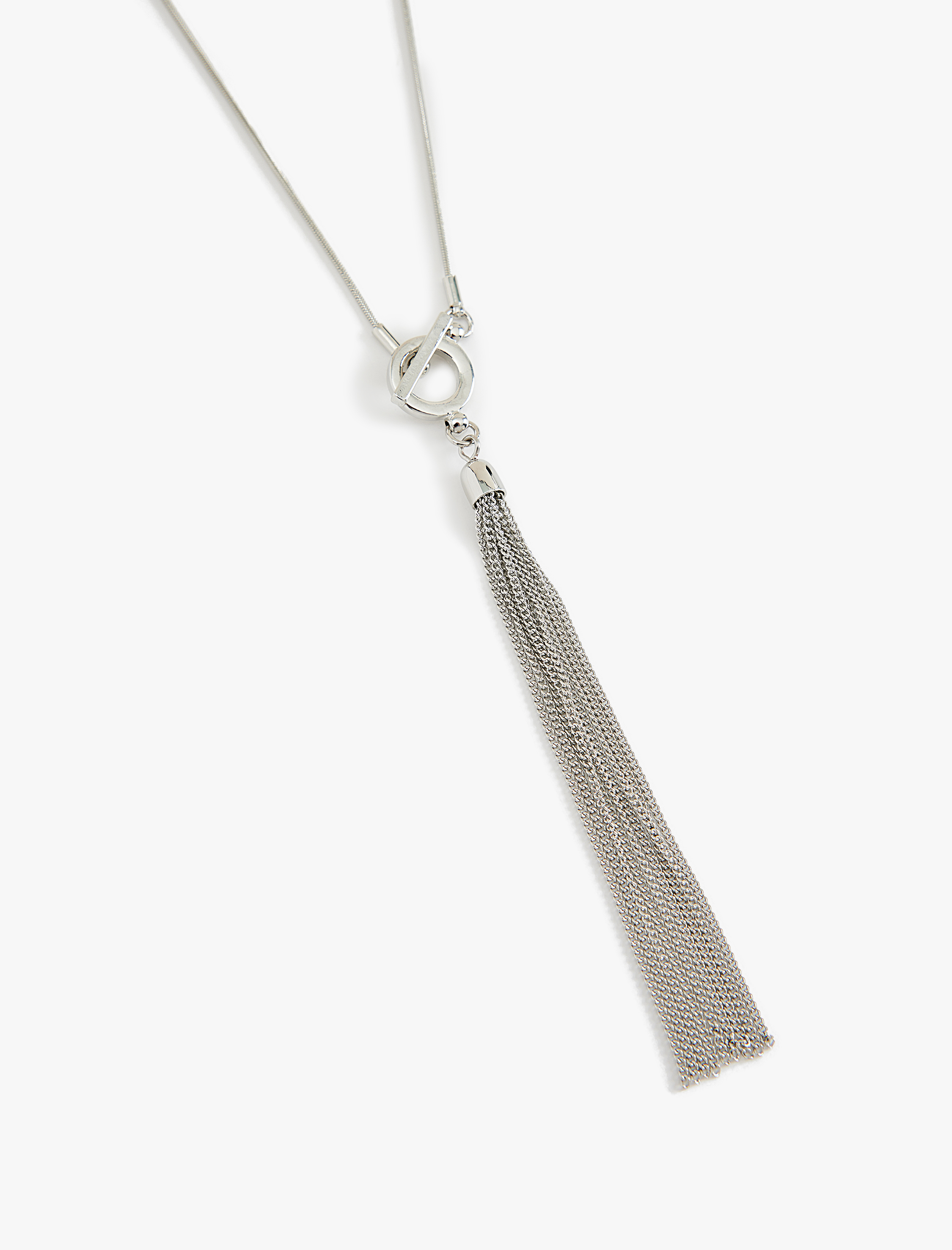  Kadın Zincir Püskül Detaylı Çelik Kolye