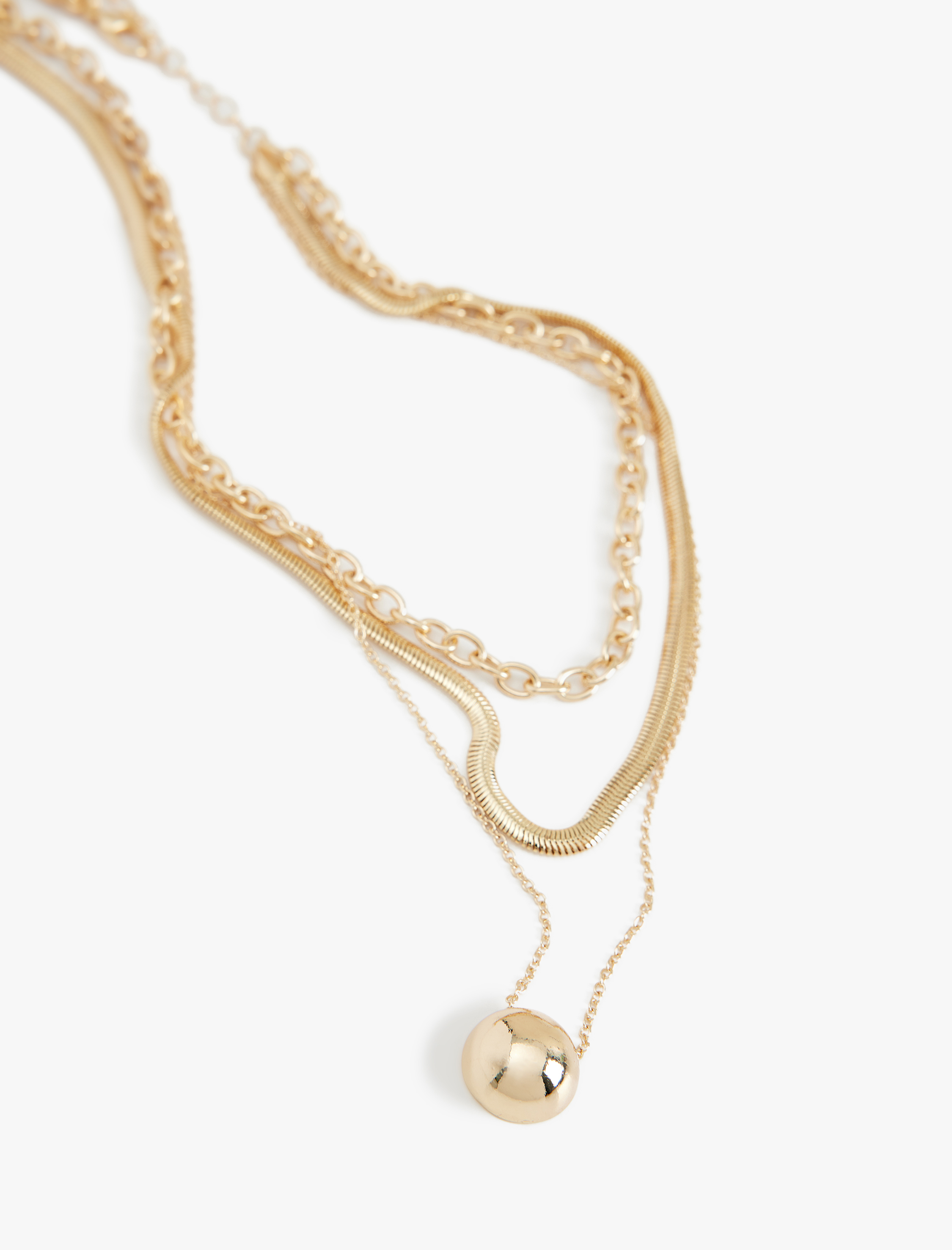  Kadın 3 Sıra Charm Detaylı Çelik Kolye